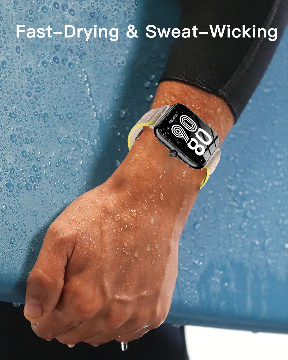 بند YAJOJO برای ساعت هوشمند SENBONO IDW25، بند مچی نایلونی ورزشی برای ساعت هوشمند SENBONO IDW25، بند جایگزین ساعت هوشمند با قابلیت خشک شدن سریع و ضد عرق، بند مچی قابل تنظیم، سفید