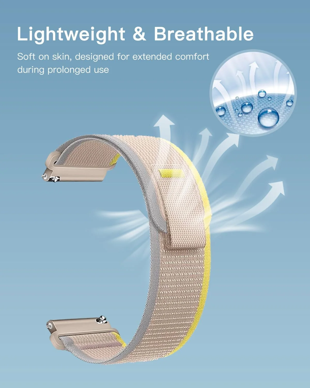 بند YAJOJO برای ساعت هوشمند SENBONO IDW25، بند مچی نایلونی ورزشی برای ساعت هوشمند SENBONO IDW25، بند جایگزین ساعت هوشمند با قابلیت خشک شدن سریع و ضد عرق، بند مچی قابل تنظیم، سفید