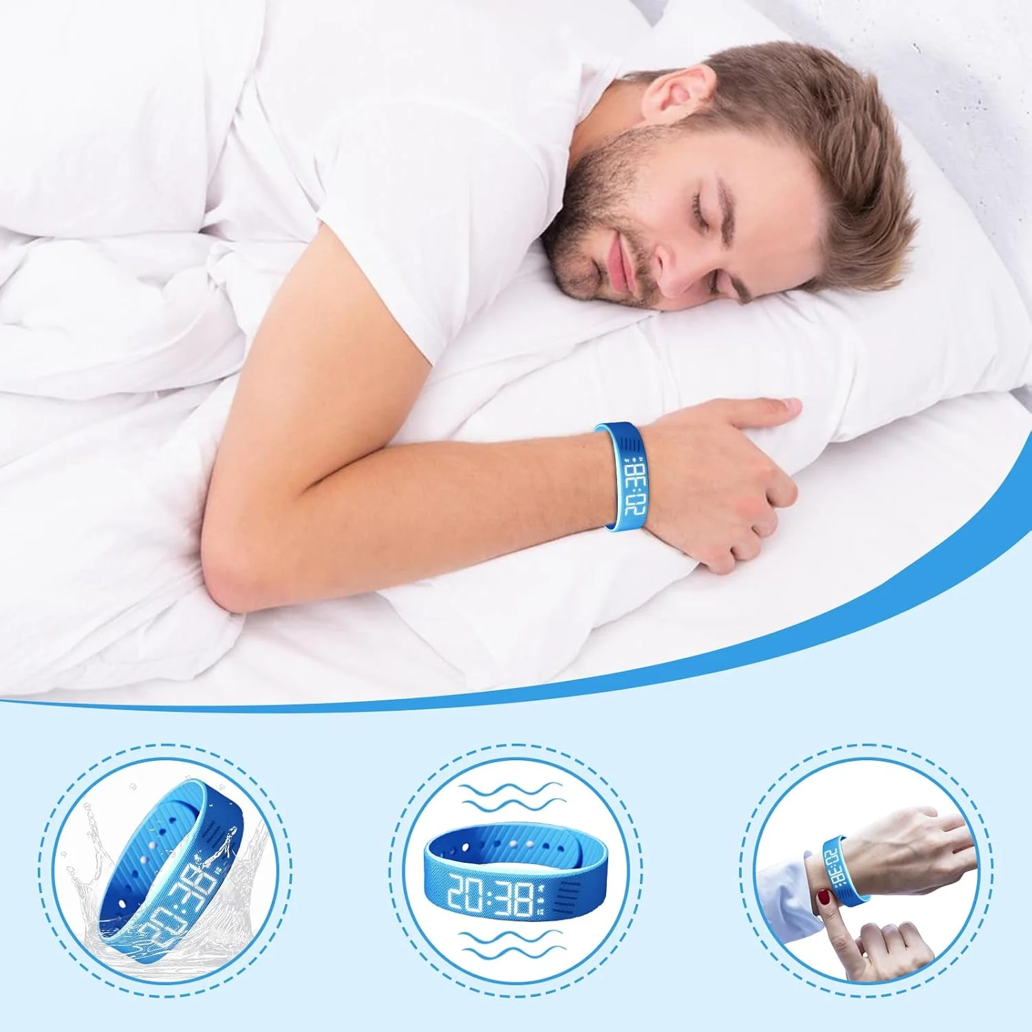 ساعت مچی با زنگ هشدار - ساعت دیجیتال مچی با زنگ لرزشی - ساعت هوشمند مچی با بند قابل تنظیم برای کودکان، زنان، مردان، افراد با خواب سنگین، ورزش، مسافرت، مدرسه، فضای باز، تولد