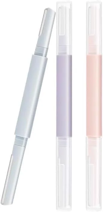 تیغ ابرو دو سر NALACAL، ست اصلاح و فرم دهنده موهای صورت زنانه (صورتی، بنفش، خاکستری) - 3 عدد