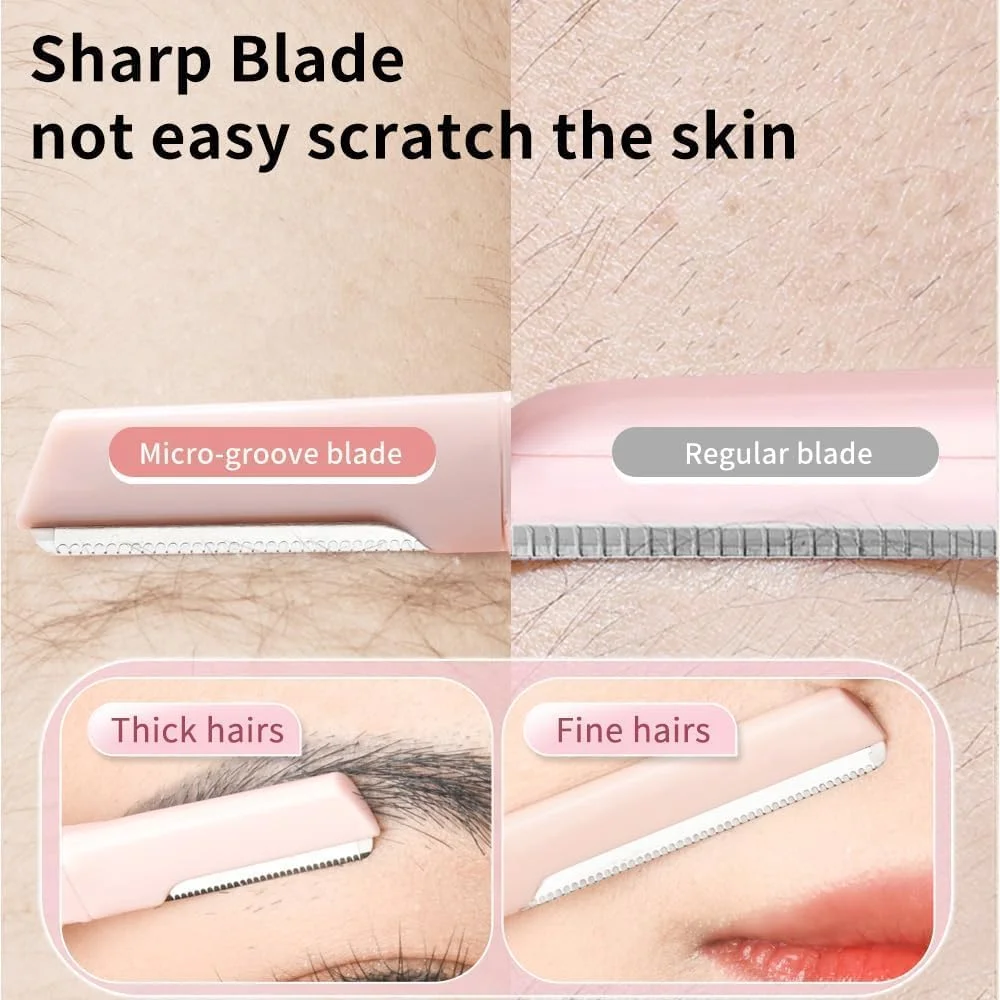 تیغ ابرو دو سر NALACAL، ست اصلاح و فرم دهنده موهای صورت زنانه (صورتی، بنفش، خاکستری) - 3 عدد تیغ ابرو دو سر NALACAL، ست اصلاح و فرم دهنده موهای صورت زنانه (صورتی، بنفش، خاکستری) - 3 عدد