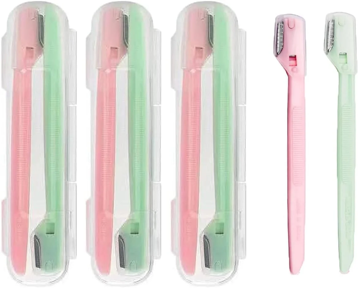 تیغ ابرو NALACAL، 6 عدد مینی تیغ ابرو چند منظوره لایه بردار و ابزار لایه برداری تیغ صورت برای زنان تیغه های استیل ضد زنگ ایمن و تیز طراحی شده برای زنان و مردان