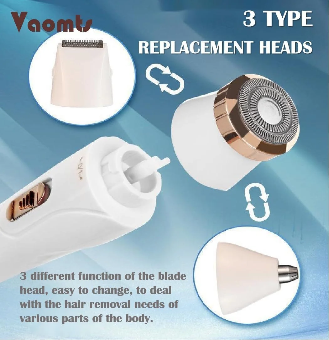 دستگاه موزن زنانه 3 در 1 NALACAL: حذف ملایم موهای صورت برای پوست های حساس - ایده آل برای ابرو، بینی، لب بالا، بیکینی، زیر بغل و پاها - ریش تراش برقی برای اصلاح صاف و بدون زحمت