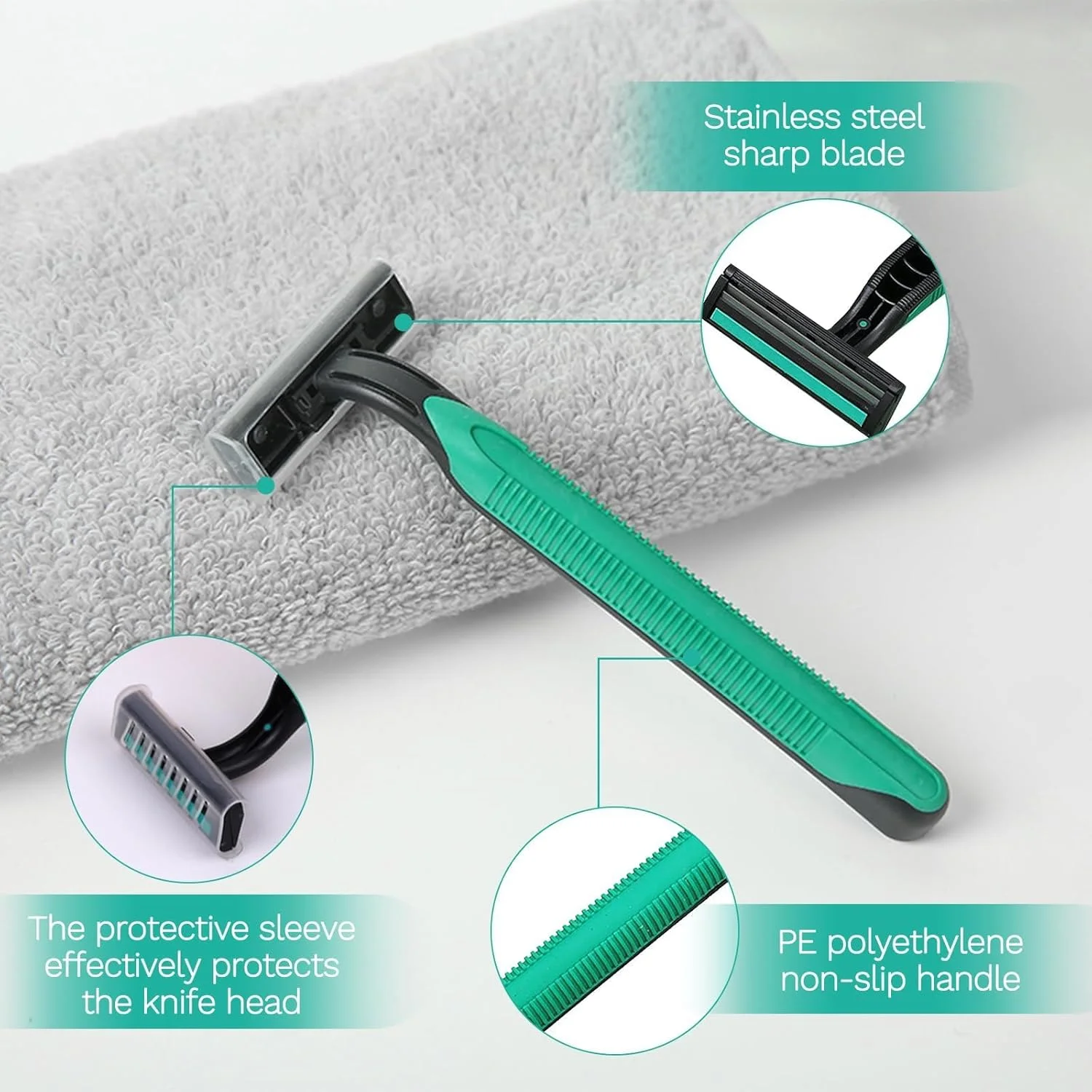 ست اصلاح مسافرتی 50 عددی NALACAL، تیغ های یکبار مصرف عمده با کرم اصلاح 5 میلی لیتری، تیغ های یکبار مصرف دوقلو، ست اصلاح مهمان برای هتل، مسافرت، بی خانمان ها، اتاق مهمان