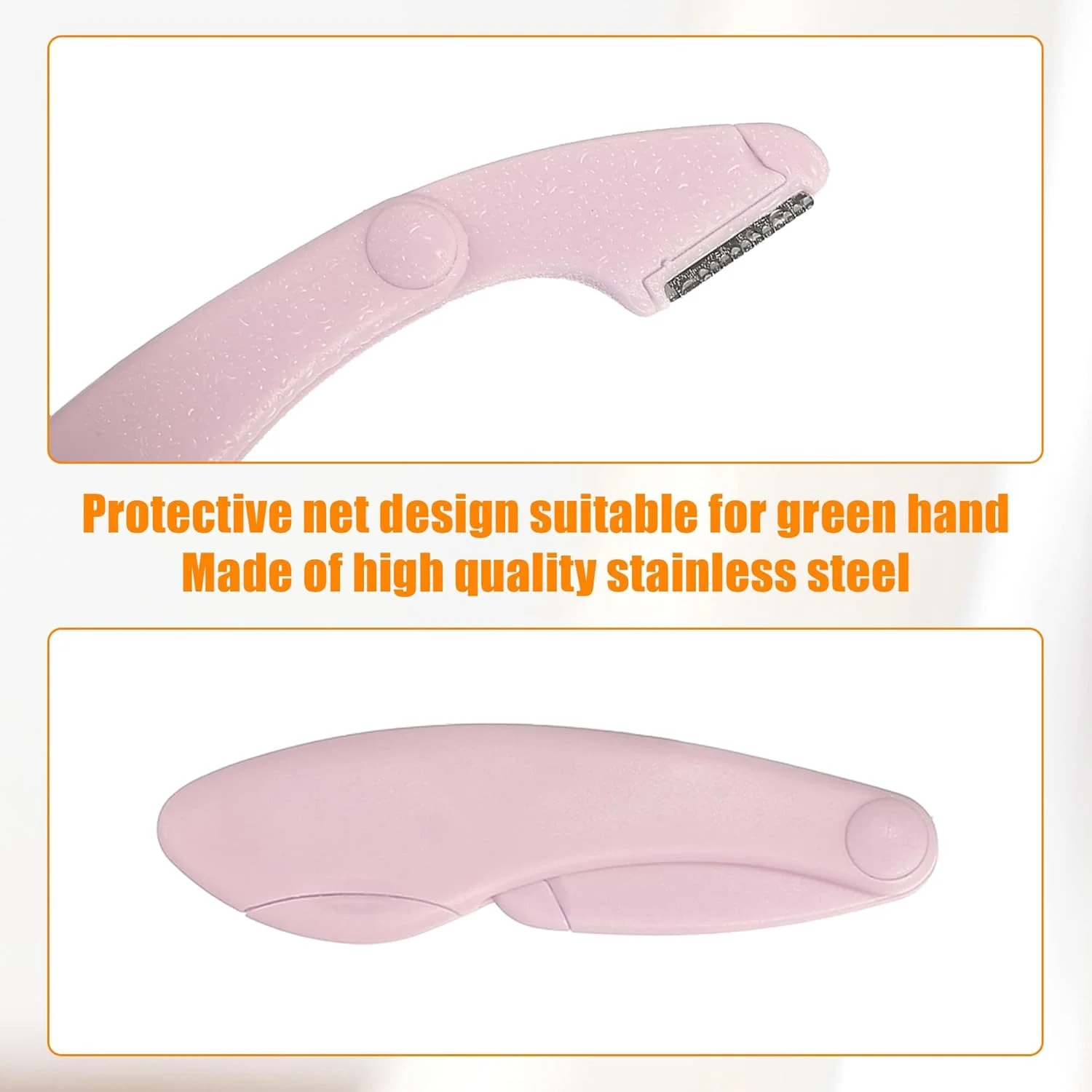 تیغ ابرو مینی نالاکال 6 عددی برای زنان، ابزار اصلاح ابرو و از بین بردن موهای صورت، استیل ضد زنگ ABS (صورتی و بنفش)