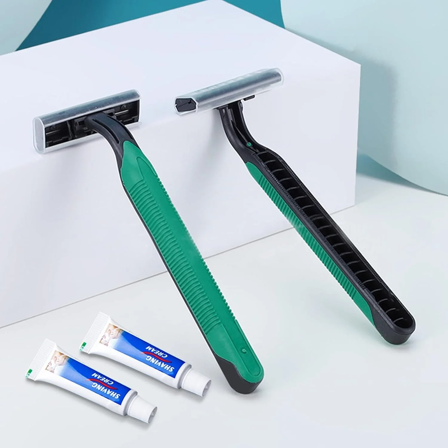 ست اصلاح مسافرتی 50 عددی NALACAL، تیغ های یکبار مصرف عمده با کرم اصلاح 5 میلی لیتری، تیغ های یکبار مصرف دوقلو، ست اصلاح مهمان برای هتل، مسافرت، بی خانمان ها، اتاق مهمان