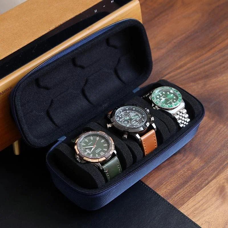 جعبه نگهداری ساعت Besforu برای آقایان و بانوان، جعبه مسافرتی 3 ساعته، نگهدارنده قابل حمل برای نمایش ساعت مچی و ساعت های هوشمند تا 61 میلی متر