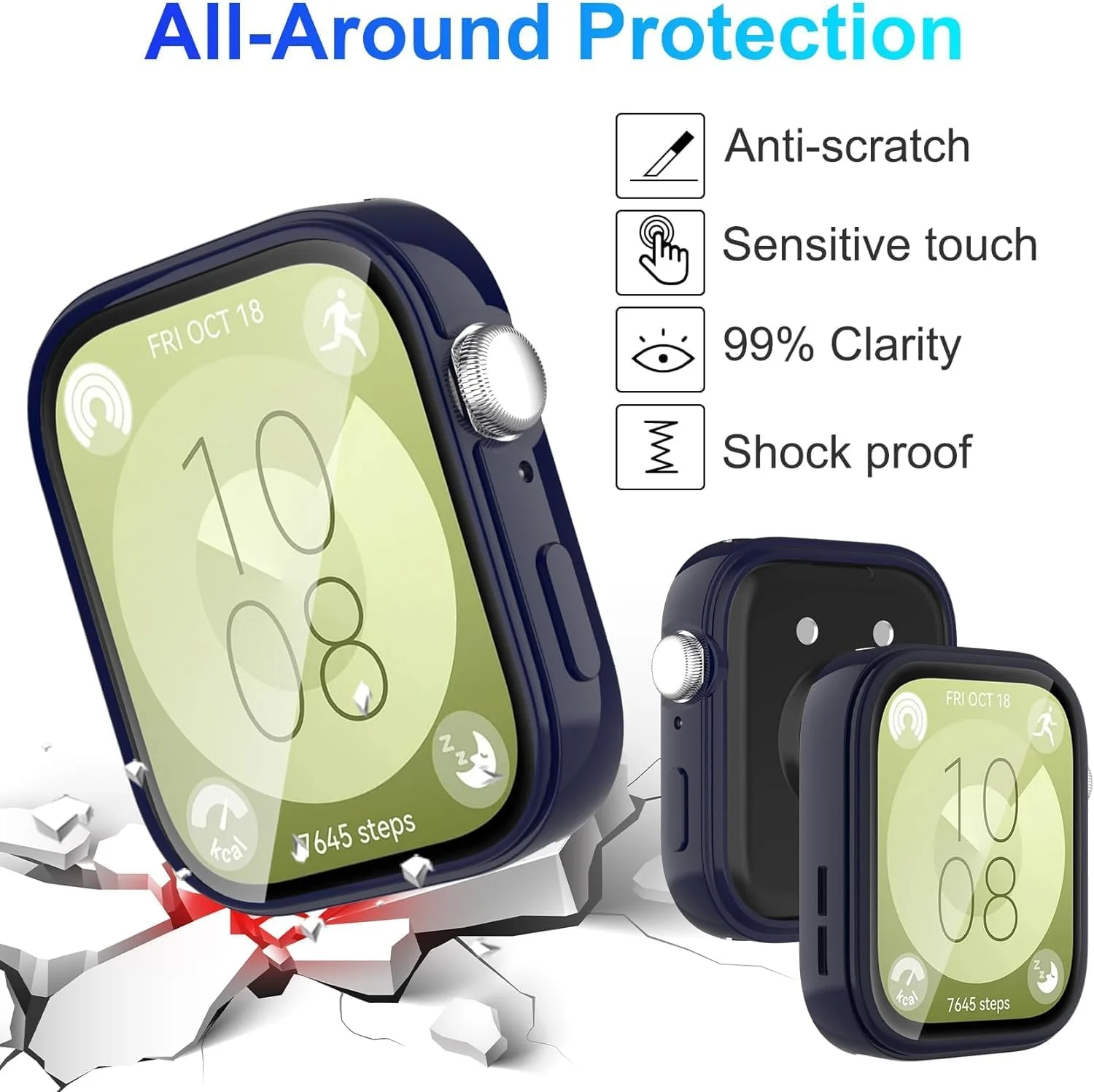 کاور محافظ صفحه نمایش سازگار با HUAWEI WATCH FIT 3، بسته 4 عددی، روکش نرم TPU، مقاوم در برابر خراش، محافظ کامل، لوازم جانبی فوق العاده نازک ساعت هوشمند، شفاف، رزگلد، مشکی، صورتی کاور محافظ صفحه نمایش سازگار با HUAWEI WATCH FIT 3، بسته 4 عددی، روکش نرم TPU، مقاوم در برابر خراش، محافظ کامل، لوازم جانبی فوق العاده نازک ساعت هوشمند، شفاف، رزگلد، مشکی، صورتی