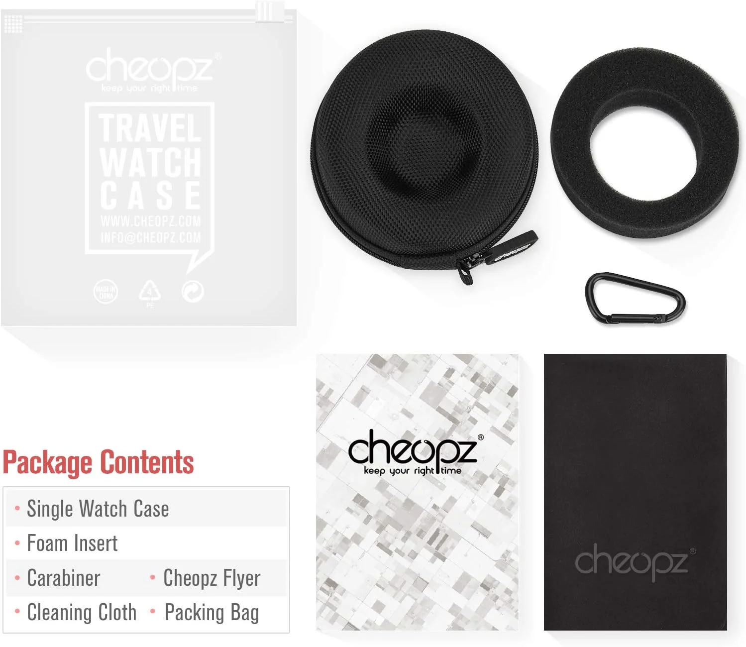 جعبه نگهداری ساعت مچی سفری Cheopz | جعبه تک برای نگهداری ساعت مچی و ساعت هوشمند تا 50 میلی متر، مشکی جعبه نگهداری ساعت مچی سفری Cheopz | جعبه تک برای نگهداری ساعت مچی و ساعت هوشمند تا 50 میلی متر، مشکی