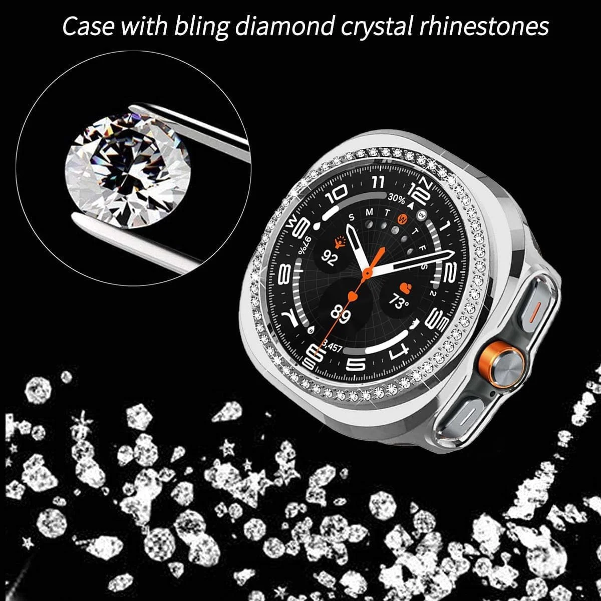 قاب محافظ صفحه نمایش سازگار با گلکسی واچ اولترا 47 میلیمتری NALACAL، پوشش محافظ باریک برای ساعت هوشمند سامسونگ، لوازم جانبی بامپر کریستالی براق با قاب حاشیه قاب محافظ صفحه نمایش سازگار با گلکسی واچ اولترا 47 میلیمتری NALACAL، پوشش محافظ باریک برای ساعت هوشمند سامسونگ، لوازم جانبی بامپر کریستالی براق با قاب حاشیه