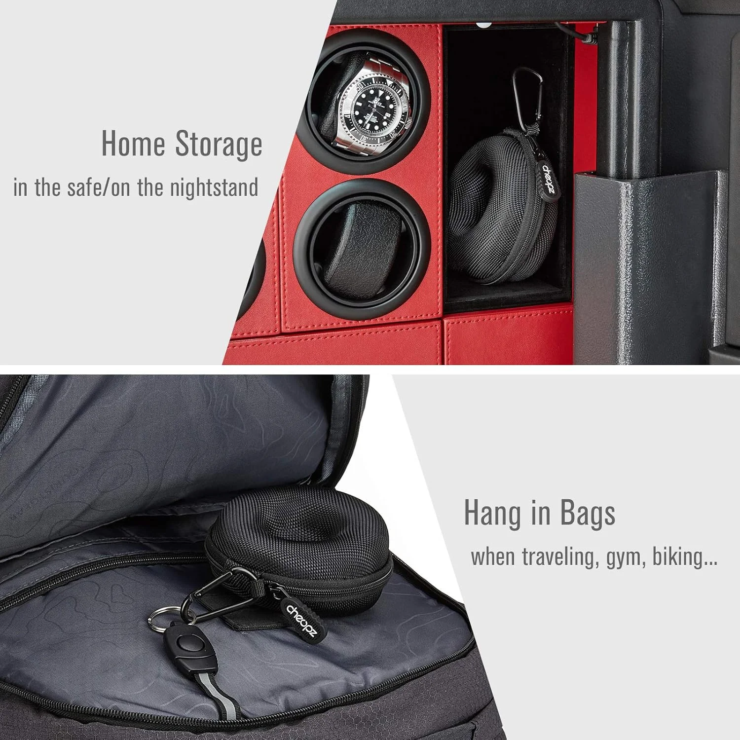 جعبه نگهداری ساعت مچی سفری Cheopz | جعبه تک برای نگهداری ساعت مچی و ساعت هوشمند تا 50 میلی متر، مشکی جعبه نگهداری ساعت مچی سفری Cheopz | جعبه تک برای نگهداری ساعت مچی و ساعت هوشمند تا 50 میلی متر، مشکی