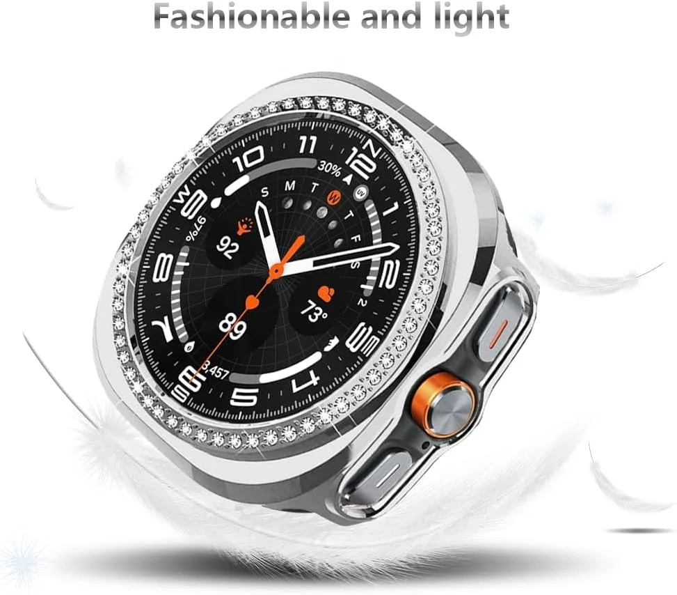 قاب محافظ صفحه نمایش سازگار با گلکسی واچ اولترا 47 میلیمتری NALACAL، پوشش محافظ باریک برای ساعت هوشمند سامسونگ، لوازم جانبی بامپر کریستالی براق با قاب حاشیه قاب محافظ صفحه نمایش سازگار با گلکسی واچ اولترا 47 میلیمتری NALACAL، پوشش محافظ باریک برای ساعت هوشمند سامسونگ، لوازم جانبی بامپر کریستالی براق با قاب حاشیه