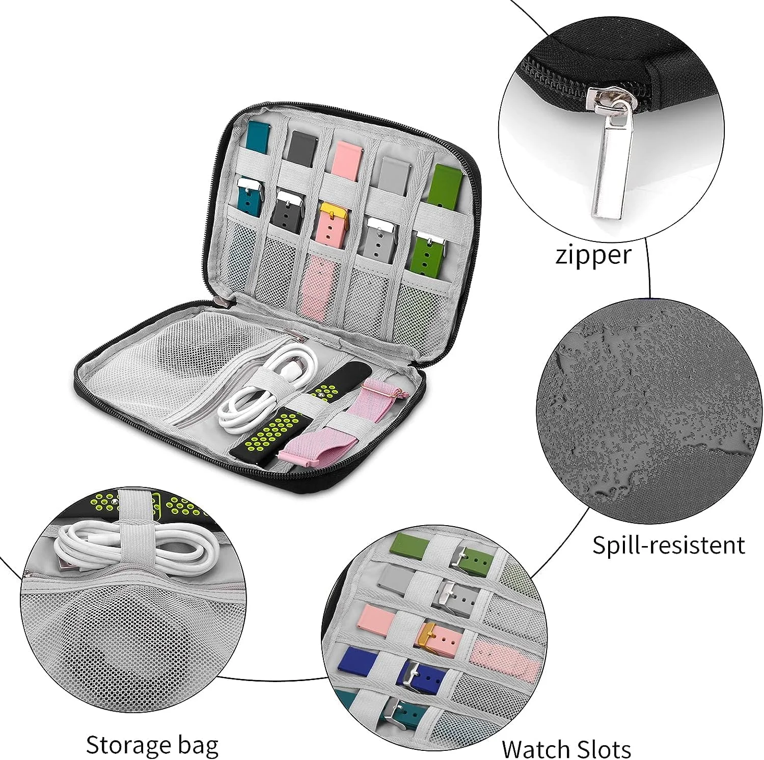 Wawasia Watch Band Storage Case, portable Travel Organizer Bag for Watch Bands Compatible with Apple Watch Strap, Garmin Watch Strap, Samsung Watch Strap(black) Wawasia Watch Band Storage Case, portable Travel Organizer Bag for Watch Bands Compatible with Apple Watch Strap, Garmin Watch Strap, Samsung Watch Strap(black)