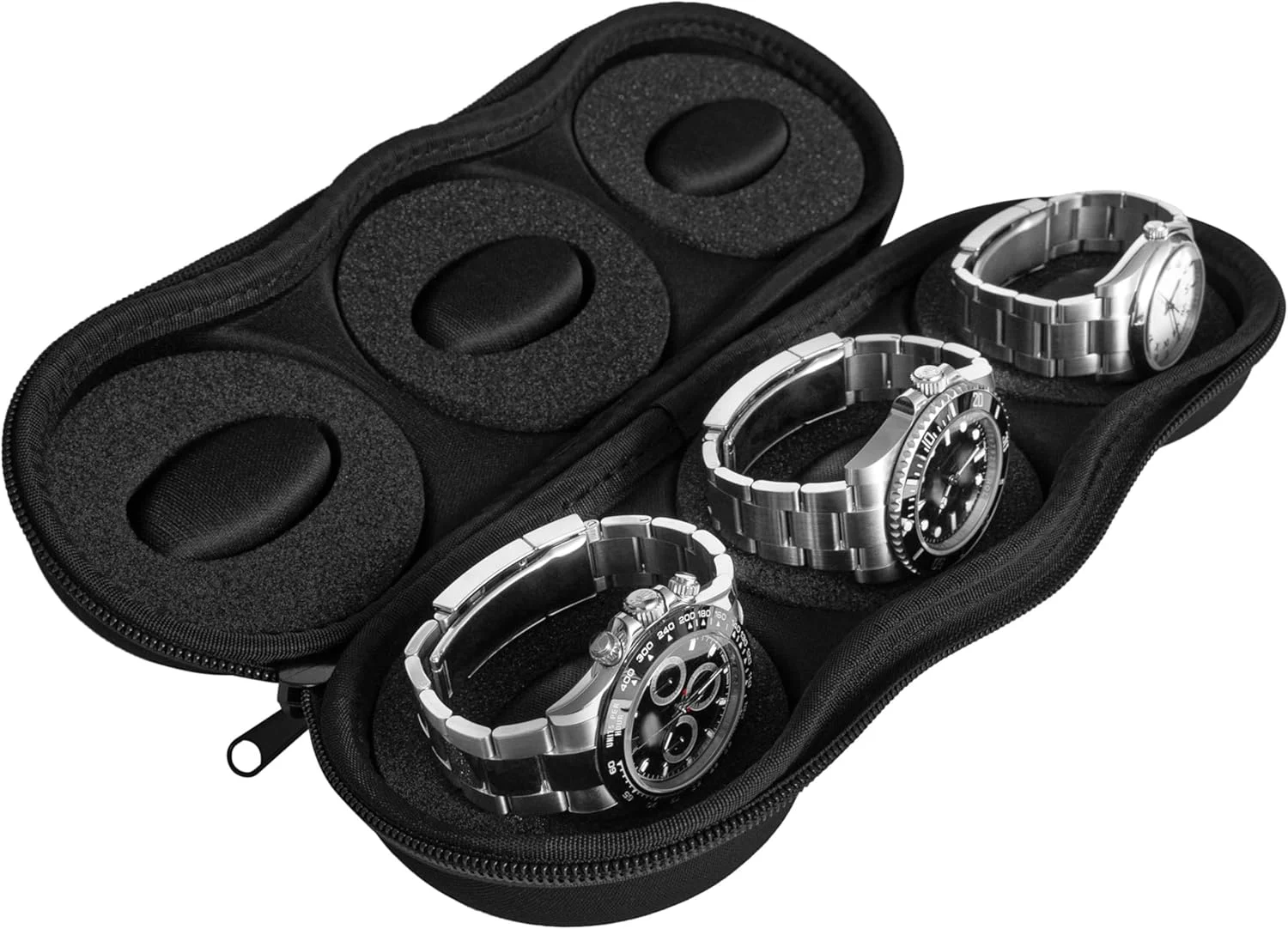 کیف محافظ سه تایی ساعت WATCHPOD | محافظت قابل حمل و مقاوم با زیپ، مناسب برای تمام ساعت‌های مچی و هوشمند تا 50 میلی‌متر (مشکی)