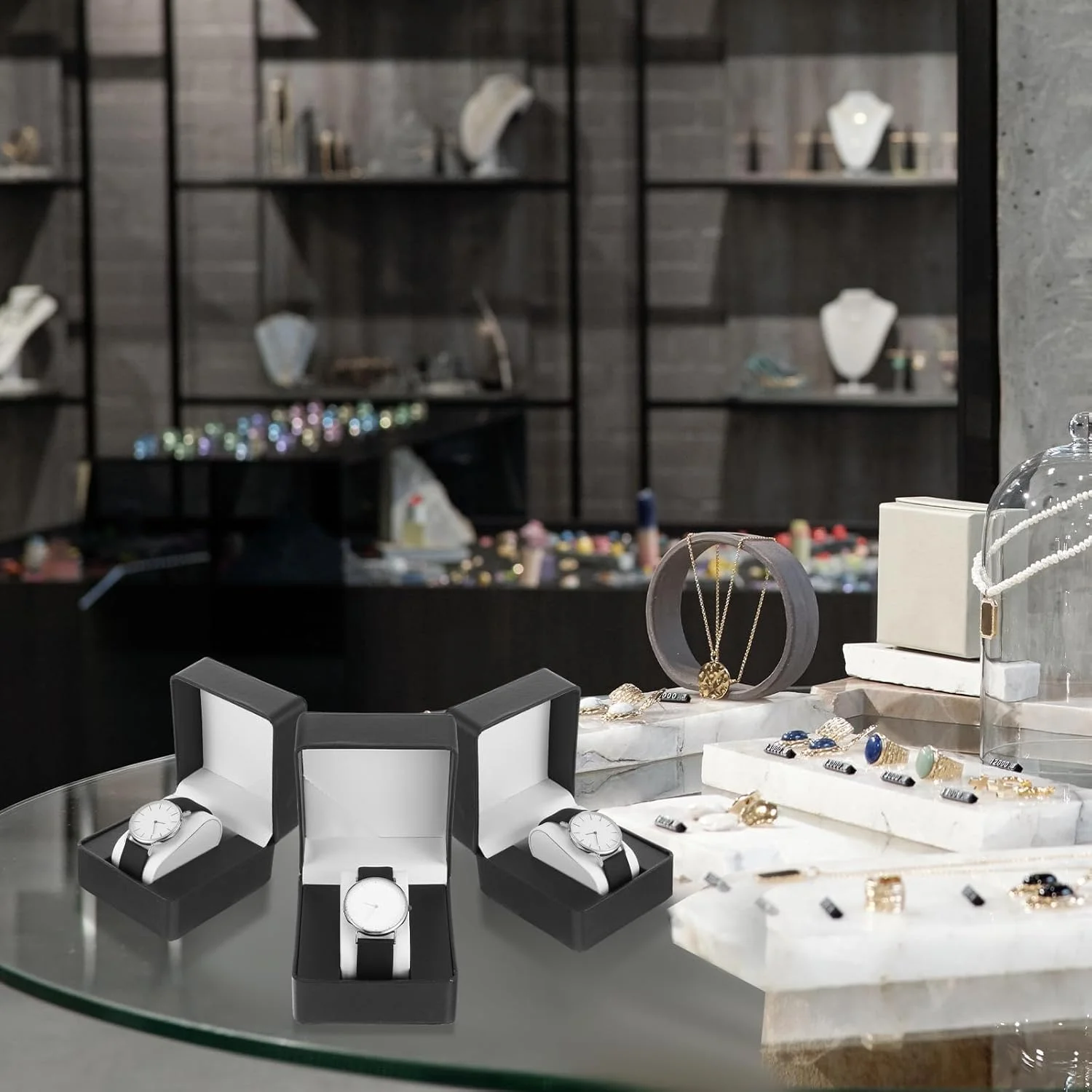 Tazweeq 6 Pack PU Leather Watch Gift Box, Single Watch Storage Case with Removable Pillow, Smart Watch & jewelry,Watch Organizer as Gifts For Birthday, Men and Women