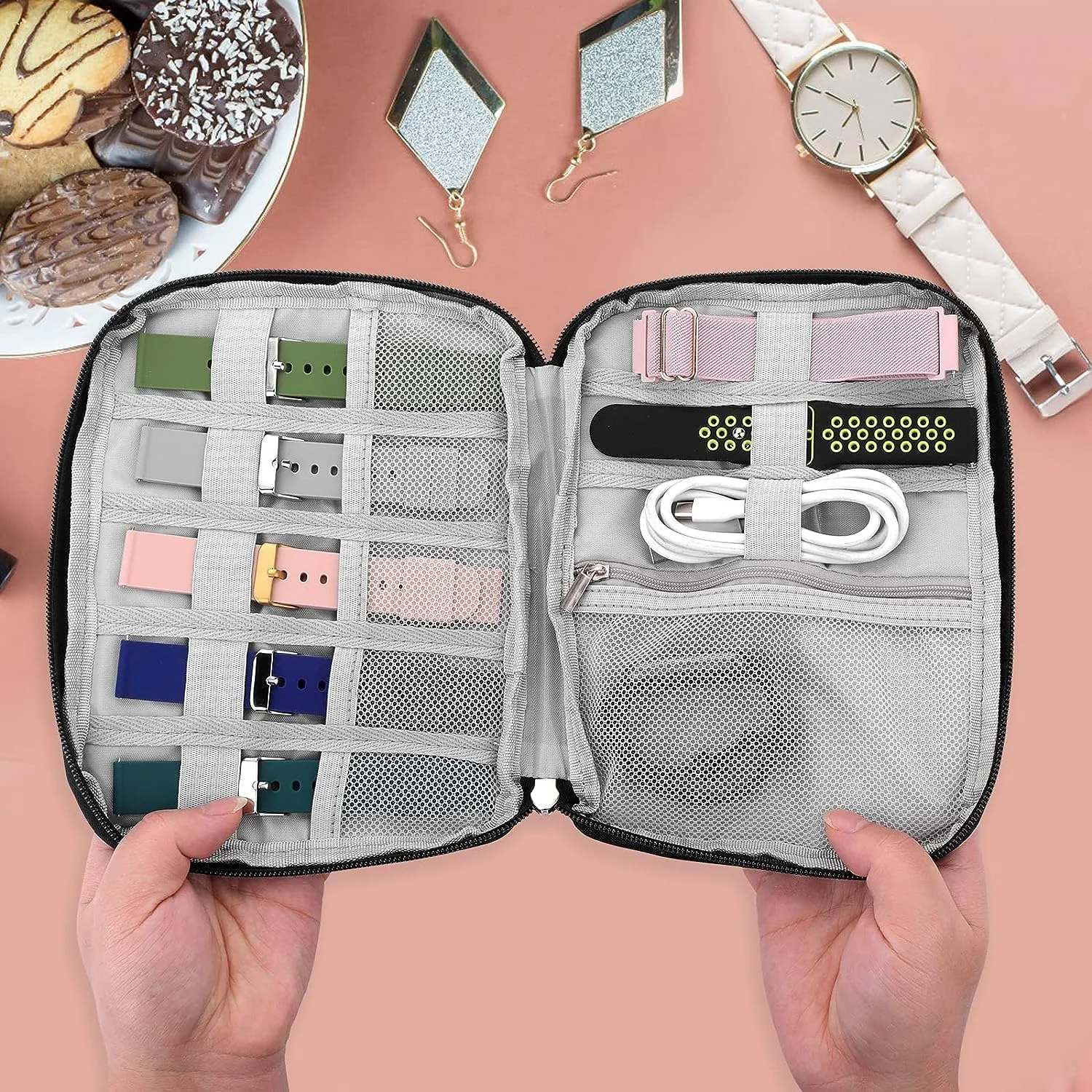 Wawasia Watch Band Storage Case, portable Travel Organizer Bag for Watch Bands Compatible with Apple Watch Strap, Garmin Watch Strap, Samsung Watch Strap(black) Wawasia Watch Band Storage Case, portable Travel Organizer Bag for Watch Bands Compatible with Apple Watch Strap, Garmin Watch Strap, Samsung Watch Strap(black)