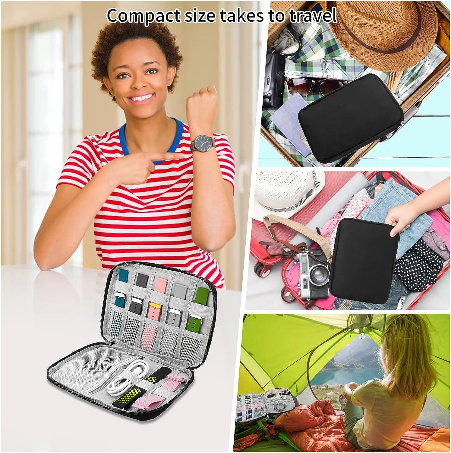 Wawasia Watch Band Storage Case, portable Travel Organizer Bag for Watch Bands Compatible with Apple Watch Strap, Garmin Watch Strap, Samsung Watch Strap(black) Wawasia Watch Band Storage Case, portable Travel Organizer Bag for Watch Bands Compatible with Apple Watch Strap, Garmin Watch Strap, Samsung Watch Strap(black)