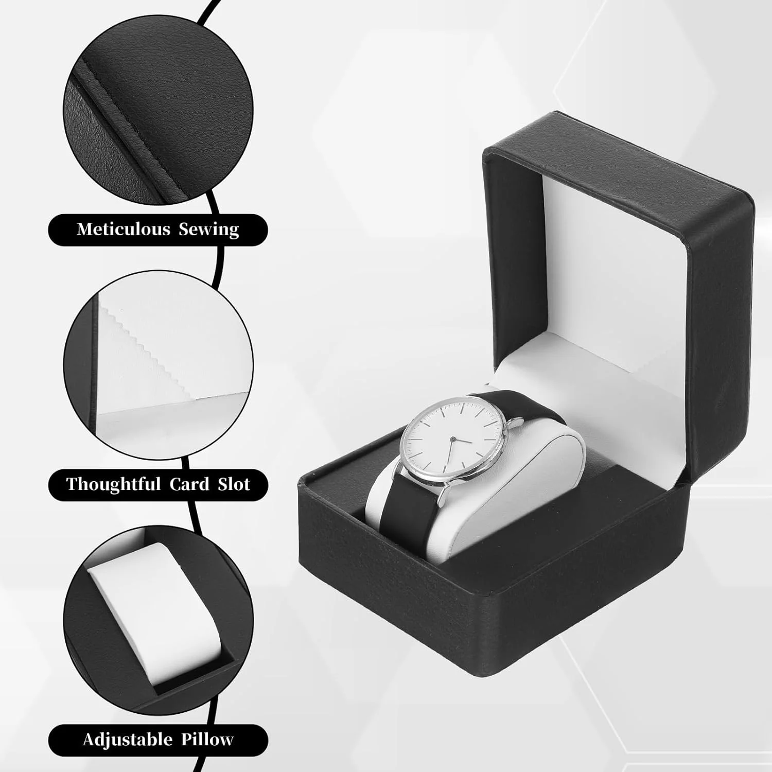Tazweeq 6 Pack PU Leather Watch Gift Box, Single Watch Storage Case with Removable Pillow, Smart Watch & jewelry,Watch Organizer as Gifts For Birthday, Men and Women