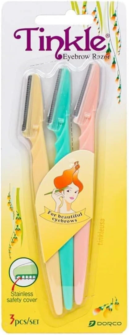 تیغ ابرو ویزکیز برای زنان، ابزار اصلاح و درماپلنینگ برای از بین بردن آسان و ایمن موهای صورت، لایه بردار صورت با پوشش ایمنی استیل ضد زنگ (3 عدد)