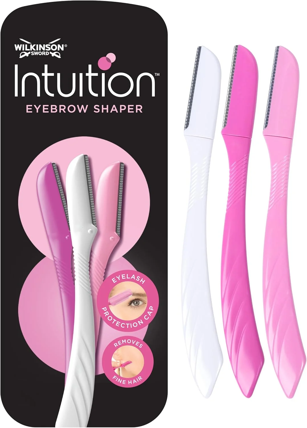 تیغ ابرو زنانه WILKINSON SWORD - Intuition | موبر و اصلاح کننده صورت | ابزار درماپلنینگ لایه بردار | بسته 3 عددی تیغ یکبار مصرف