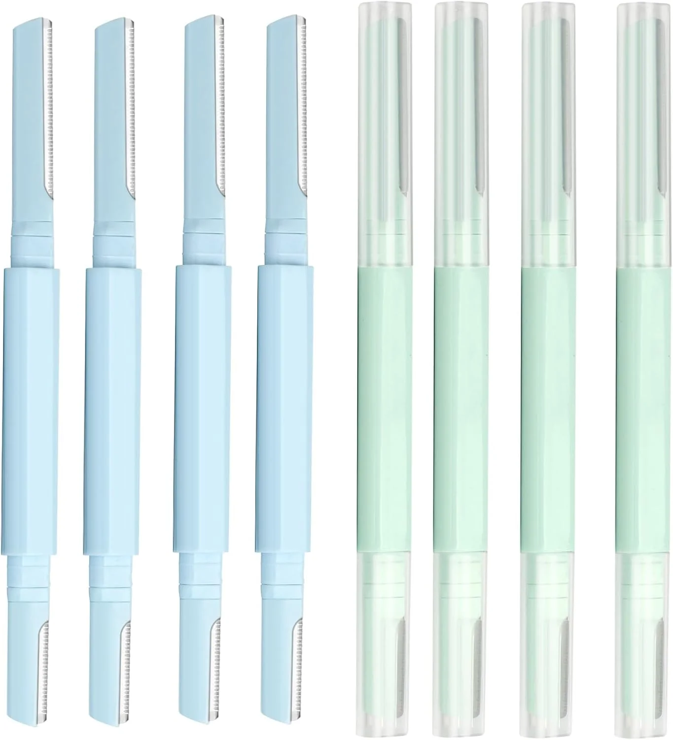 تیغ صورت زنانه برای ابزار درماپلنینگ، تیغ ابرو زنانه با تیغه های دو سر برای از بین بردن موهای کرکی صورت در خانه، موبر صورت Vertex Beauty، تیغ های لایه بردار مسافرتی (8 عددی)