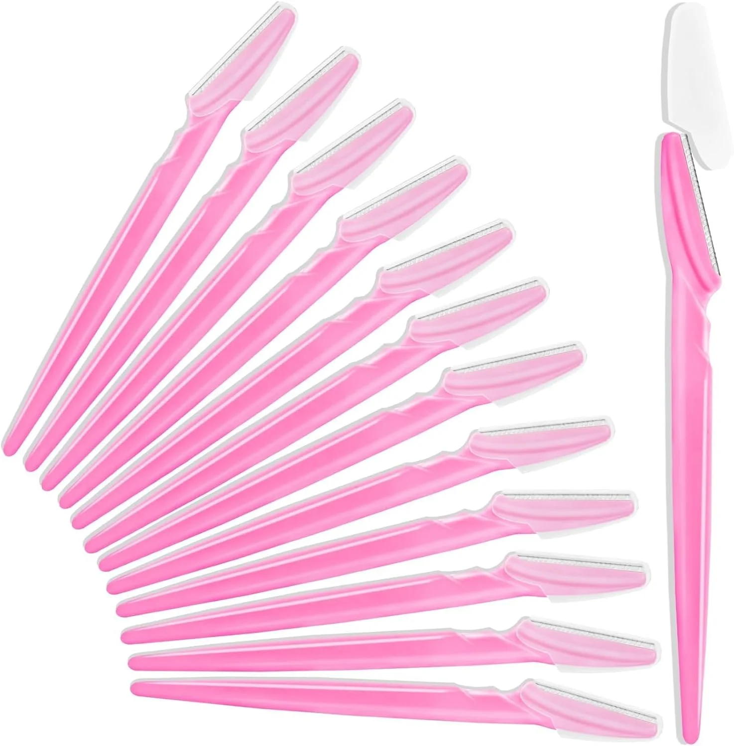 تیغ ابرو یلا جوی 12 عددی، تیغ صورت چند منظوره، ابزار لایه برداری درماپلنینگ، موزن ابرو با پوشش ایمنی، از بین بردن موهای صورت برای استفاده خانم ها و آقایان (صورتی)