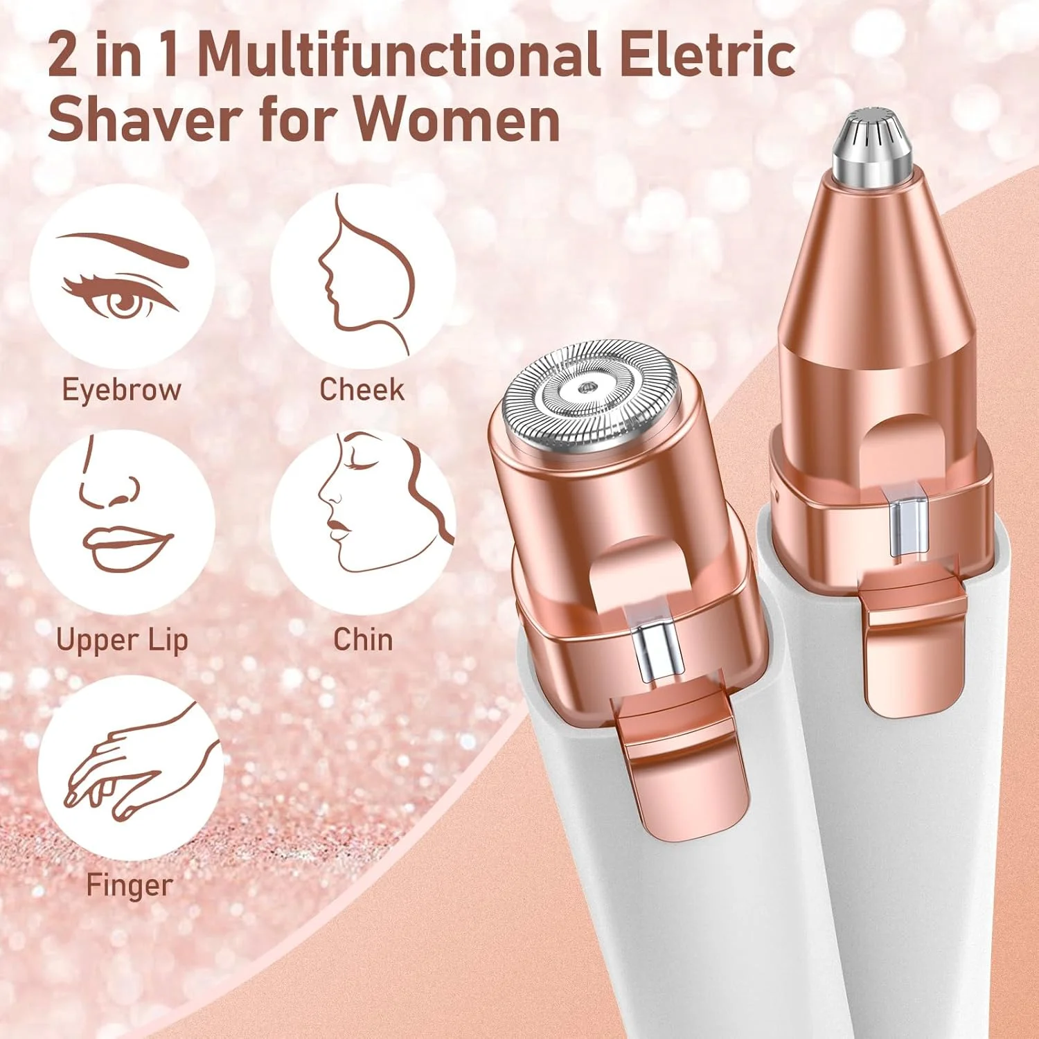 تیغ ابرو برقی Vinmall، موبر صورت برای زنان: موزن ابرو زنانه، اپیلاتور ابرو و تیغ صورت برای زنان، تیغ صورت زنانه بدون درد