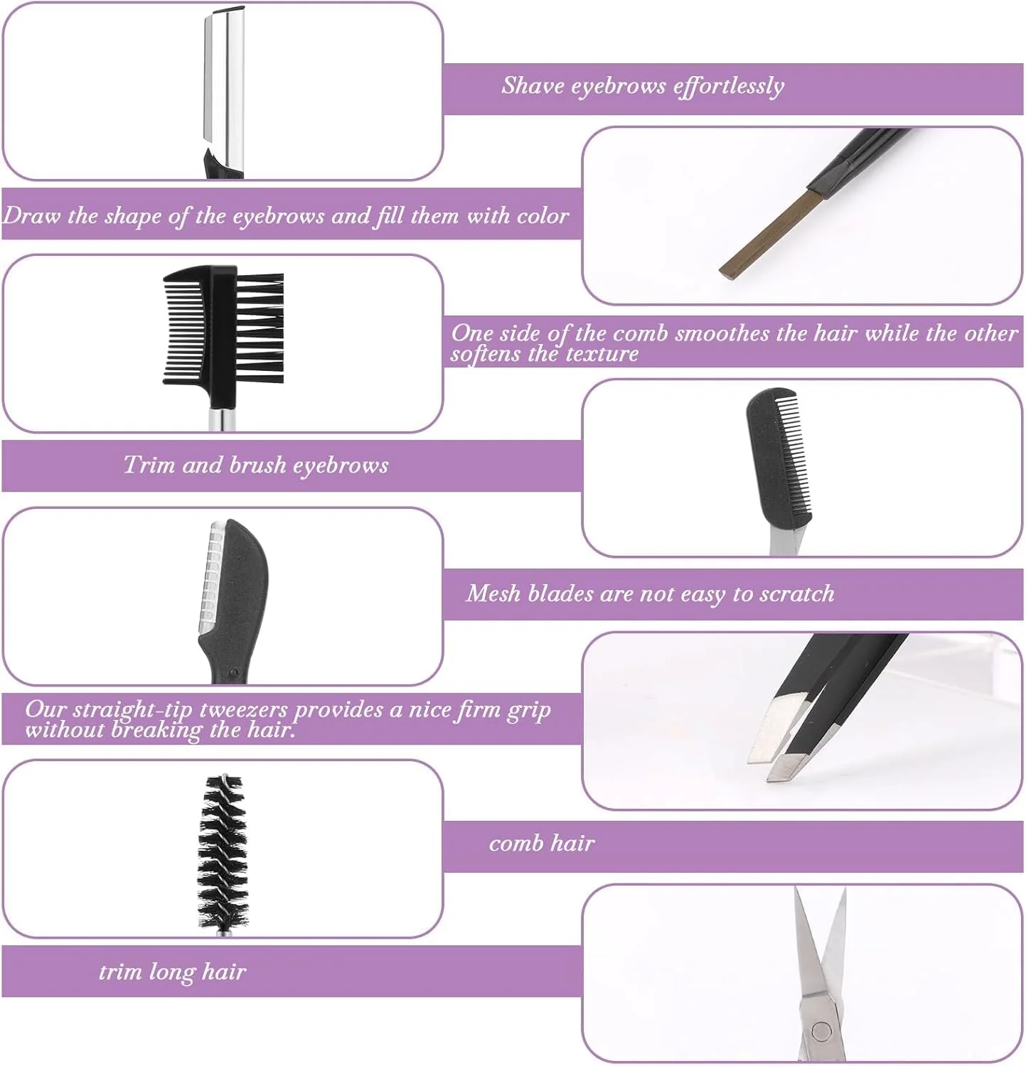 ست حرفه ای 8 تکه پیرایش ابرو YelaJoy برای آقایان و بانوان، ست کامل حالت دهی ابرو با تیغ، قیچی، موچین و کیف چرمی، مشکی ست حرفه ای 8 تکه پیرایش ابرو YelaJoy برای آقایان و بانوان، ست کامل حالت دهی ابرو با تیغ، قیچی، موچین و کیف چرمی، مشکی