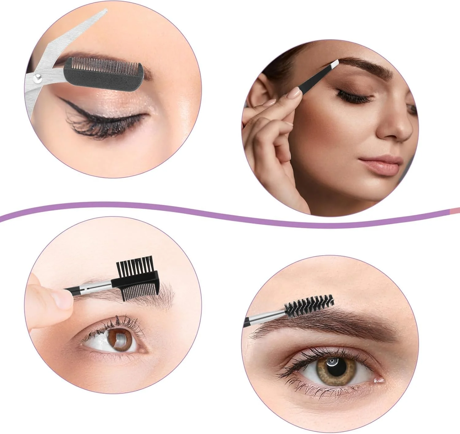 ست حرفه ای 8 تکه پیرایش ابرو YelaJoy برای آقایان و بانوان، ست کامل حالت دهی ابرو با تیغ، قیچی، موچین و کیف چرمی، مشکی ست حرفه ای 8 تکه پیرایش ابرو YelaJoy برای آقایان و بانوان، ست کامل حالت دهی ابرو با تیغ، قیچی، موچین و کیف چرمی، مشکی