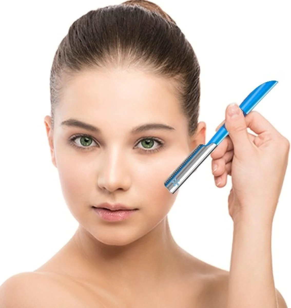 تیغ صورت زنانه Vertex برای درماپلنینگ، تیغ ابرو زنانه با تیغه های ژاپنی برای استفاده در خانه، از بین برنده موهای کرکی صورت زنانه Vertex Beauty، تیغ های لایه بردار مسافرتی