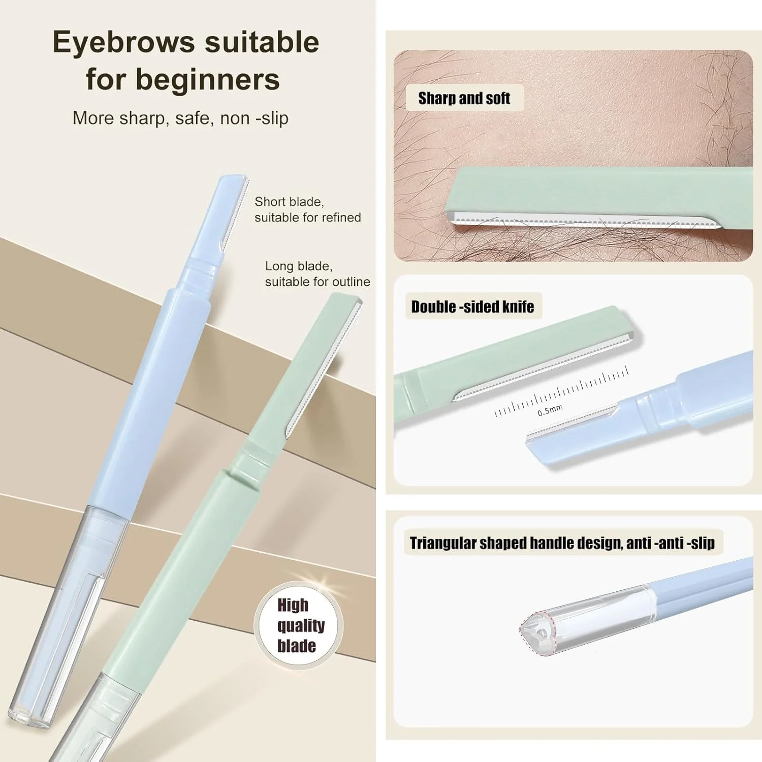 تیغ صورت زنانه برای ابزار درماپلنینگ، تیغ ابرو زنانه با تیغه های دو سر برای از بین بردن موهای کرکی صورت در خانه، موبر صورت Vertex Beauty، تیغ های لایه بردار مسافرتی (8 عددی) تیغ صورت زنانه برای ابزار درماپلنینگ، تیغ ابرو زنانه با تیغه های دو سر برای از بین بردن موهای کرکی صورت در خانه، موبر صورت Vertex Beauty، تیغ های لایه بردار مسافرتی (8 عددی)