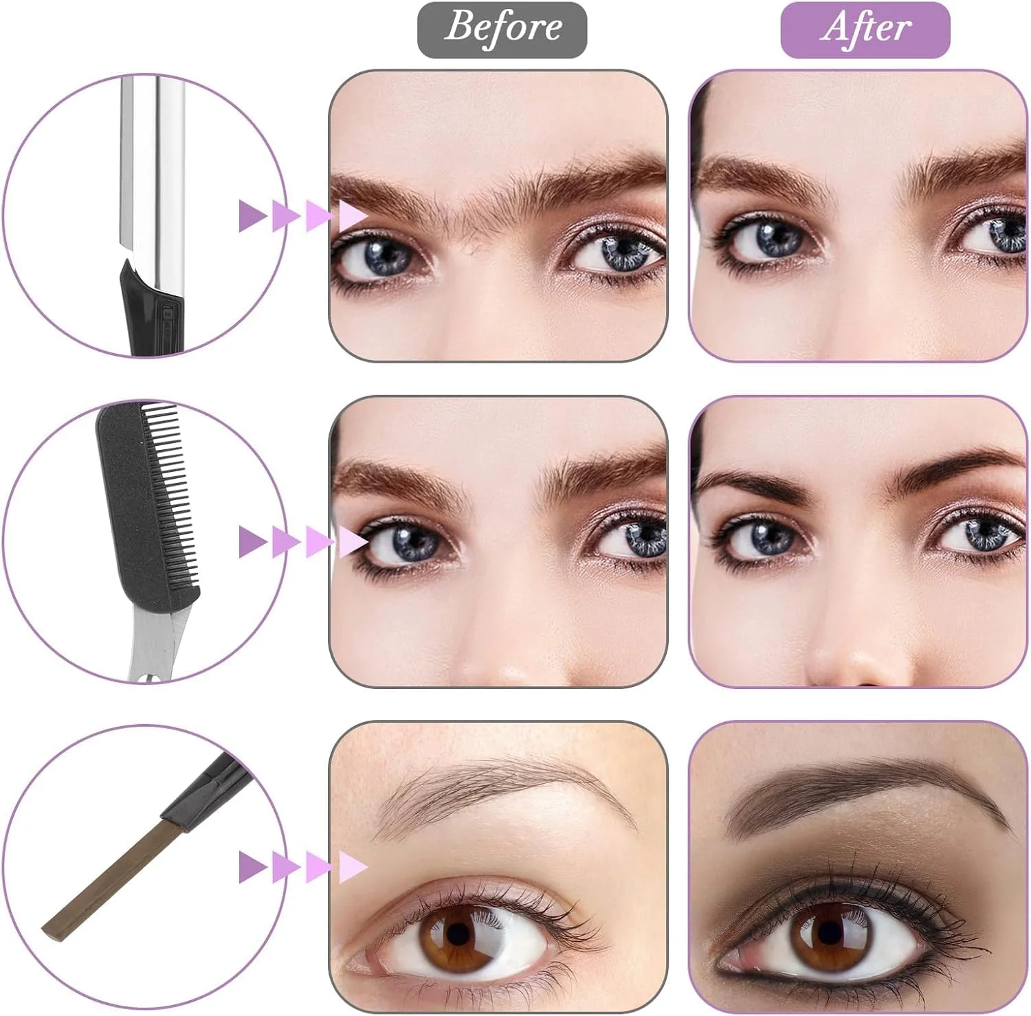 ست حرفه ای 8 تکه پیرایش ابرو YelaJoy برای آقایان و بانوان، ست کامل حالت دهی ابرو با تیغ، قیچی، موچین و کیف چرمی، مشکی ست حرفه ای 8 تکه پیرایش ابرو YelaJoy برای آقایان و بانوان، ست کامل حالت دهی ابرو با تیغ، قیچی، موچین و کیف چرمی، مشکی