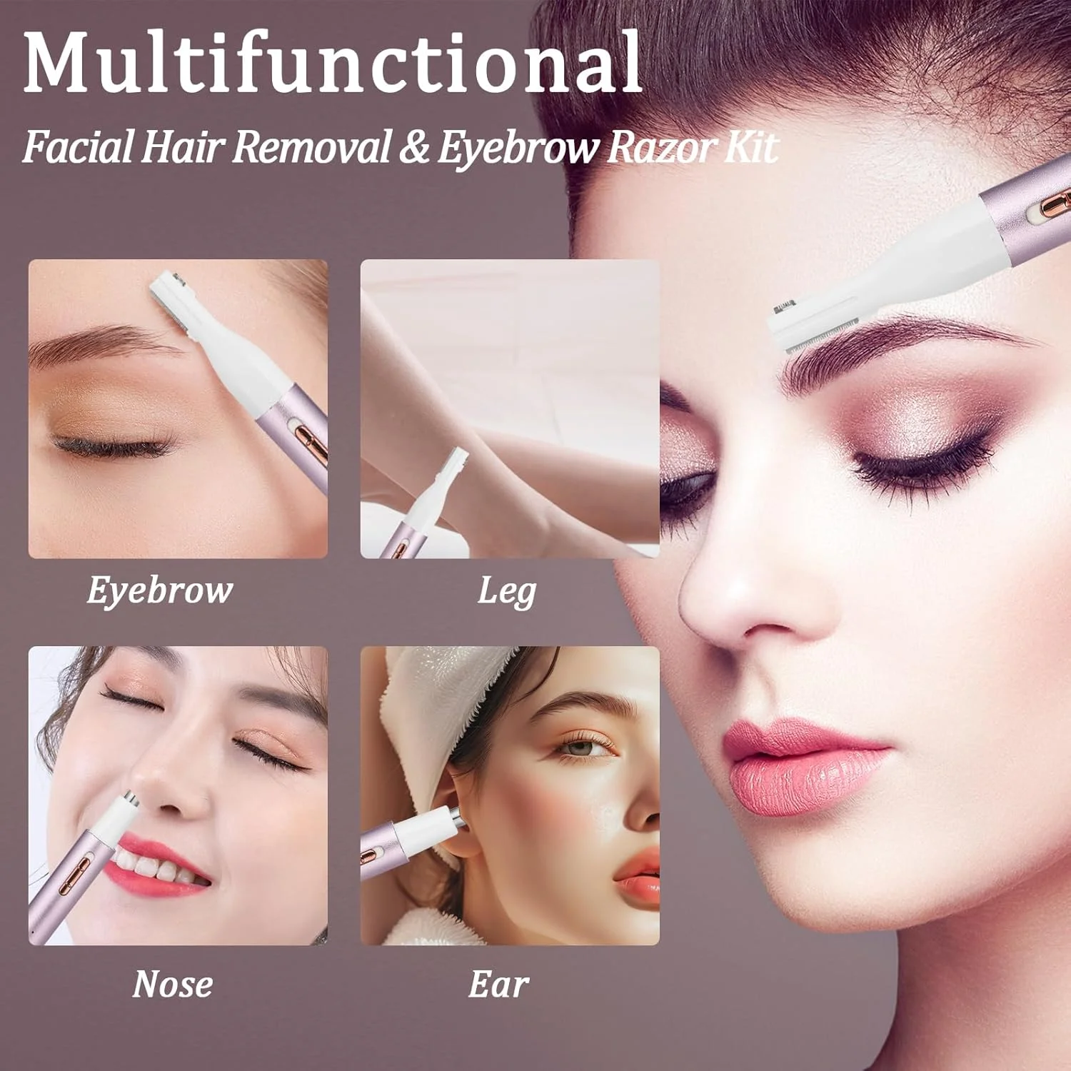 مو زن گوش و بینی یونمیس برای زنان و مردان، ریش تراش ابرو و صورت قابل شارژ 2025، موبر صورت قابل حمل بدون درد بانوان به همراه شانه، ابزار درماپلین برای صورت، لب ها، بدن، پا (بنفش) مو زن گوش و بینی یونمیس برای زنان و مردان، ریش تراش ابرو و صورت قابل شارژ 2025، موبر صورت قابل حمل بدون درد بانوان به همراه شانه، ابزار درماپلین برای صورت، لب ها، بدن، پا (بنفش)