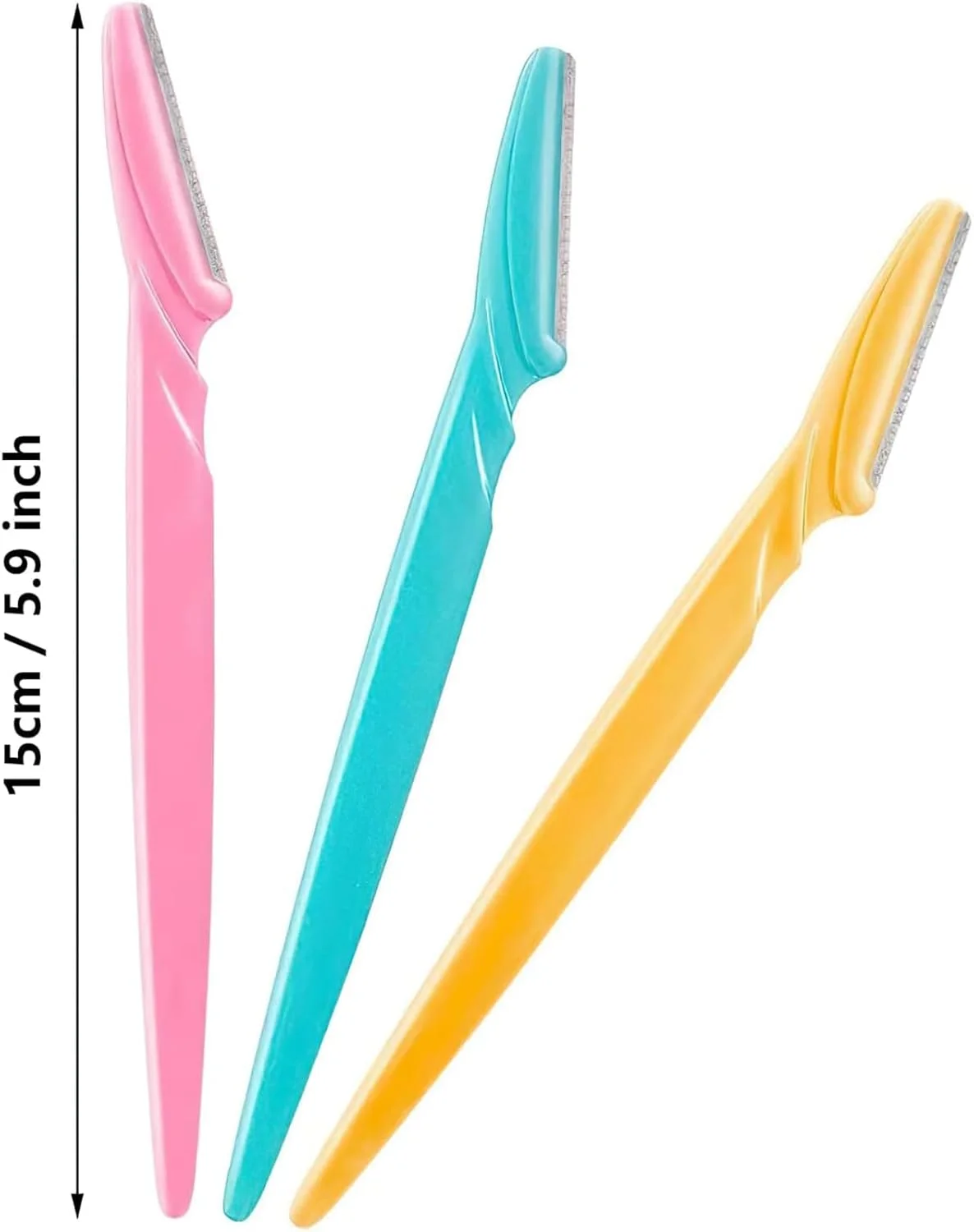 تیغ ابرو ZSNZCTX، بسته 24 عددی ابزار اصلاح و فرم دهی ابرو زنانه در 3 رنگ صورتی، آبی آسمانی، زرد، 14.5 سانتی متر