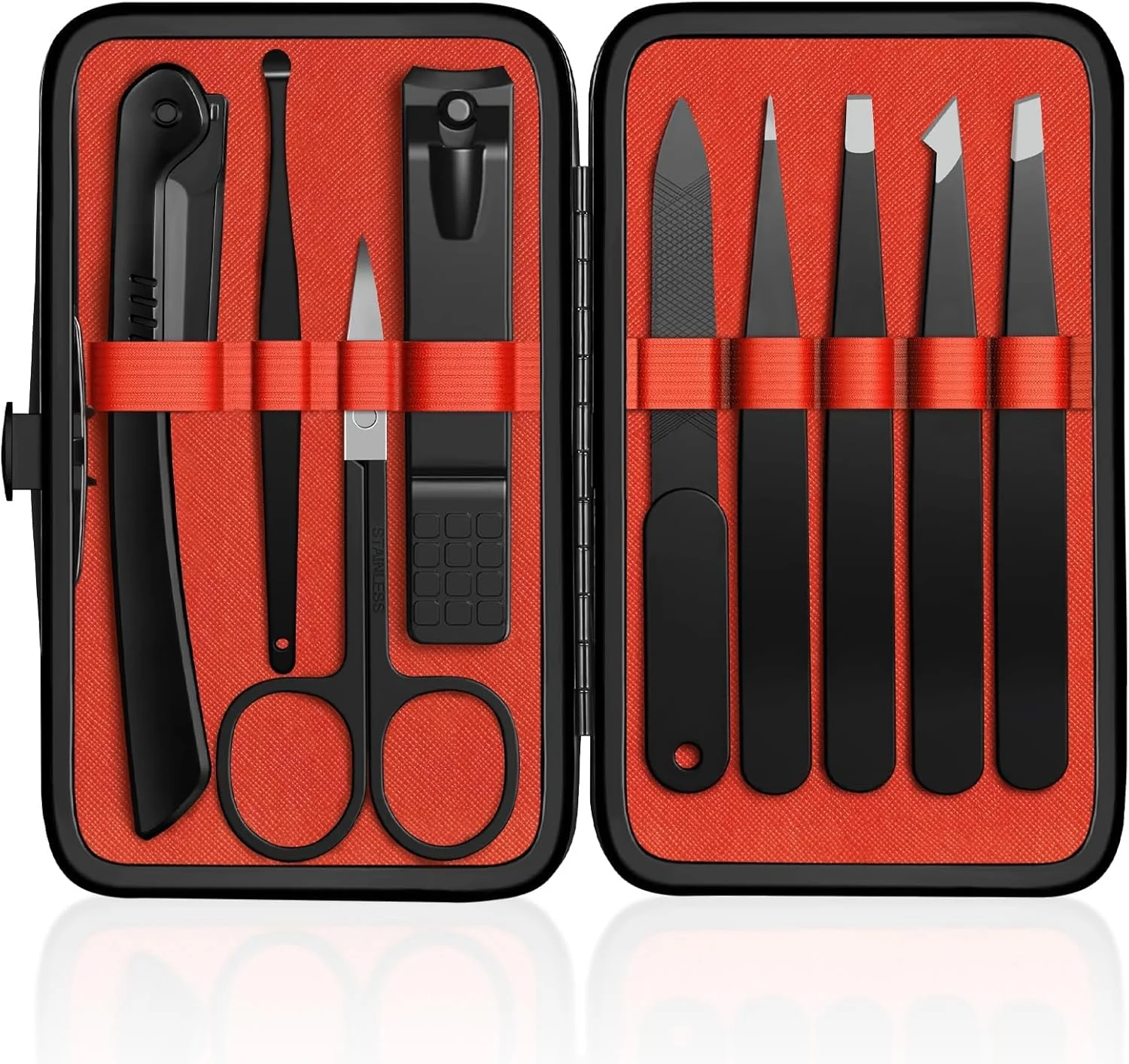 ست موچین و ناخن گیر، ست 9 عددی موچین دقیق، موچین ابرو استیل ضد زنگ، به همراه قیچی خمیده و تیغ ابرو، برای ابزارهای زیبایی روزانه با کیف چرمی ست موچین و ناخن گیر، ست 9 عددی موچین دقیق، موچین ابرو استیل ضد زنگ، به همراه قیچی خمیده و تیغ ابرو، برای ابزارهای زیبایی روزانه با کیف چرمی