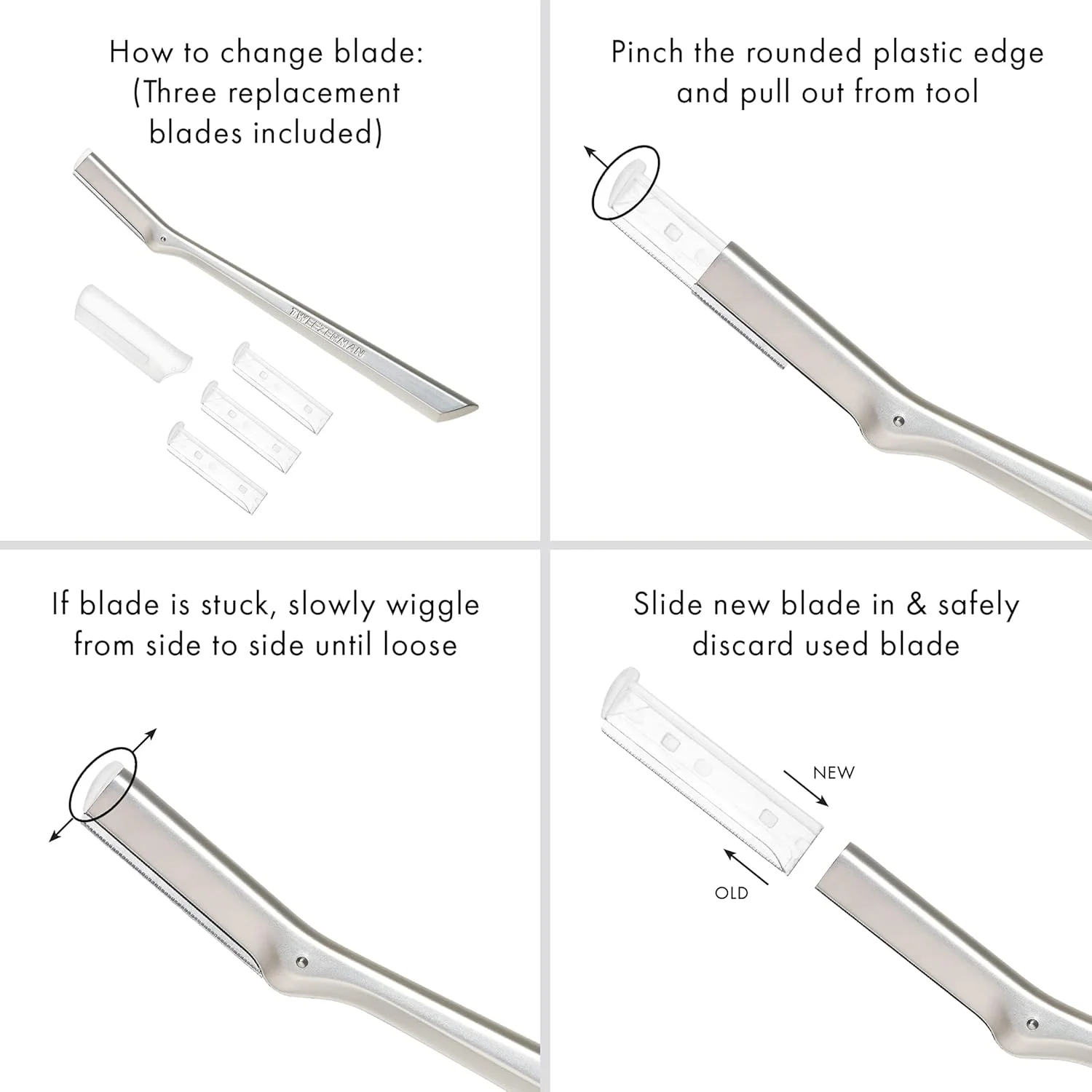 تیغ صورت تراش صورت تویزرمن درماپلنر به همراه 3 تیغه یدکی نقره ای تیغ صورت تراش صورت تویزرمن درماپلنر به همراه 3 تیغه یدکی نقره ای