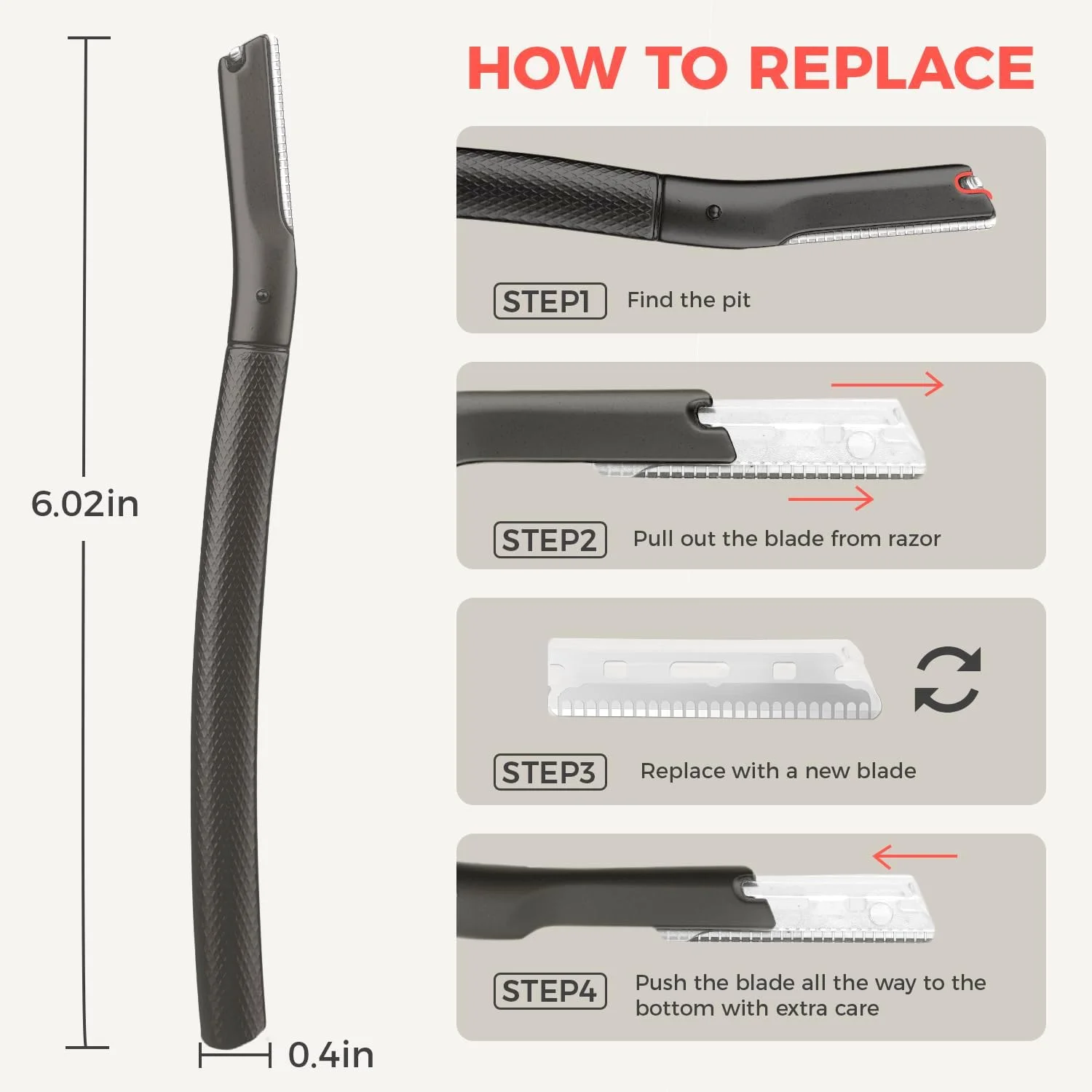 ZOMCHI Eyebrow Razor, Dermaplaning Tool for Face, Eyebrow Trimmer Shaper with Precision Cover,Black