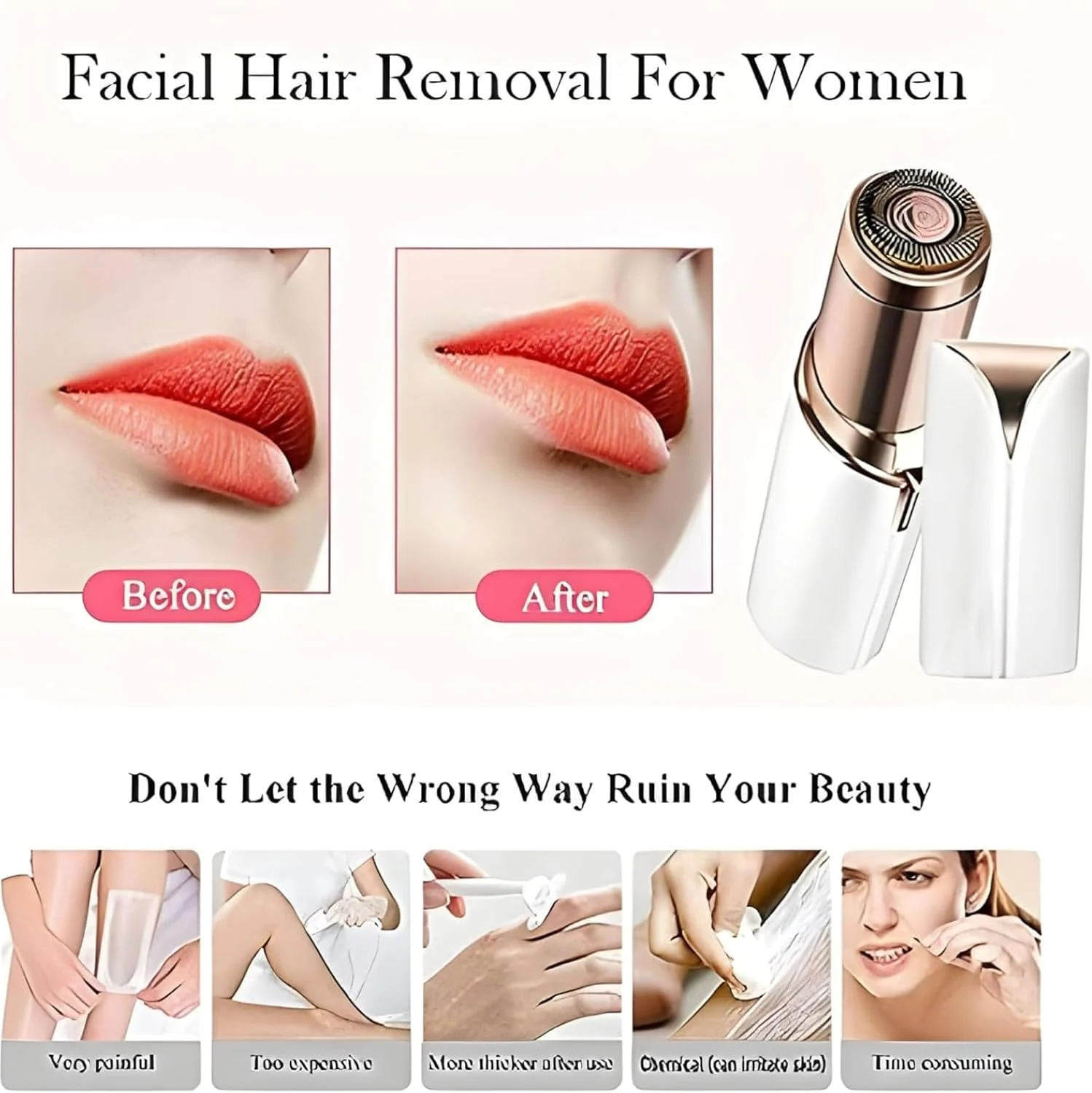 دستگاه موبر بدون درد صورت YU WELL برای زنان. ماشین اپیلاتور برقی ضد آب و قابل شارژ. طراحی رژ لبی مناسب برای نواحی حساس، خط بیکینی، لب بالا، چانه، ابرو، گردن و اصلاح کننده موی پا دستگاه موبر بدون درد صورت YU WELL برای زنان. ماشین اپیلاتور برقی ضد آب و قابل شارژ. طراحی رژ لبی مناسب برای نواحی حساس، خط بیکینی، لب بالا، چانه، ابرو، گردن و اصلاح کننده موی پا