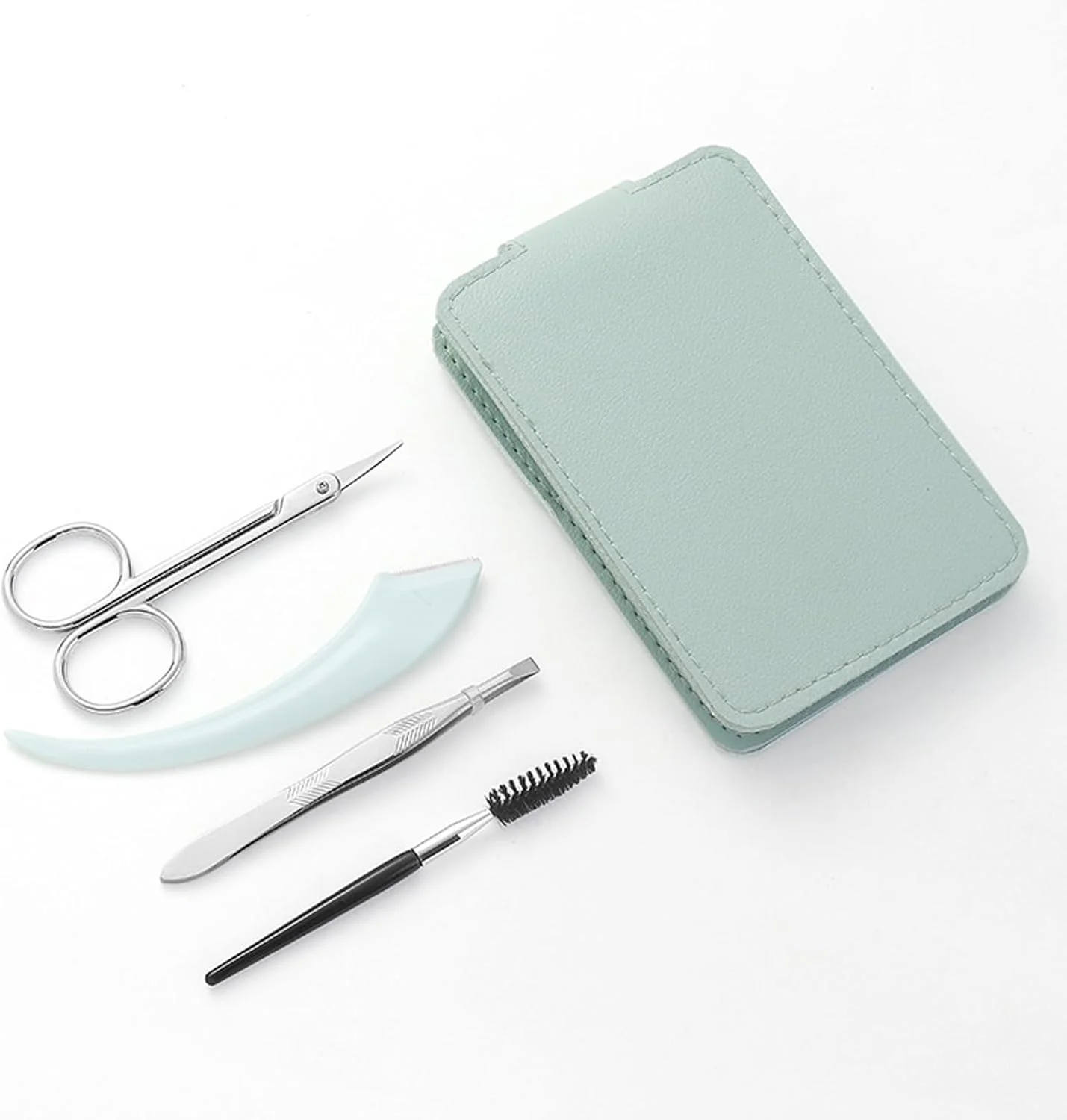 ست اصلاح ابرو تزویق 5 در 1، شامل قیچی ابرو، تیغ ابرو، موچین، برس و آینه برای خانم ها، آرایش و حالت دهی - مناسب برای مراقبت و نگهداری ابرو (سبز) ست اصلاح ابرو تزویق 5 در 1، شامل قیچی ابرو، تیغ ابرو، موچین، برس و آینه برای خانم ها، آرایش و حالت دهی - مناسب برای مراقبت و نگهداری ابرو (سبز)