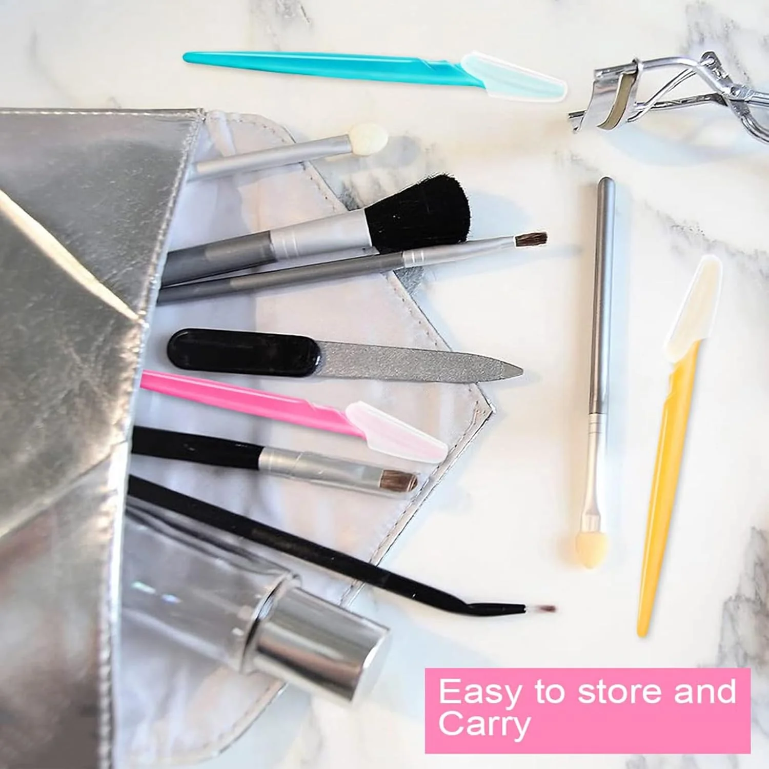 تیغ ابرو ZSNZCTX، بسته 24 عددی ابزار اصلاح و فرم دهی ابرو زنانه در 3 رنگ صورتی، آبی آسمانی، زرد، 14.5 سانتی متر