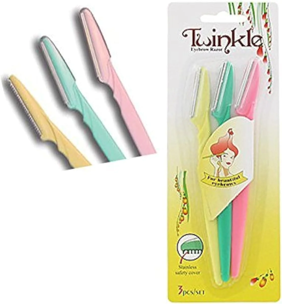 تیغ ابرو TINKLE، فرم دهنده و موزن صورت و بیکینی (بسته 3 عددی) تیغ ابرو TINKLE، فرم دهنده و موزن صورت و بیکینی (بسته 3 عددی)