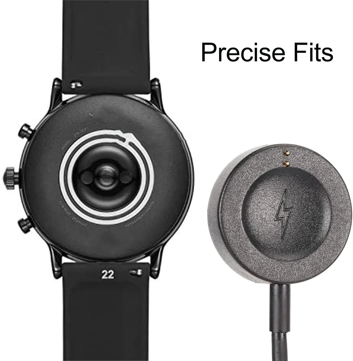 کابل شارژ ساعت Annadue، کابل شارژ مغناطیسی ساعت هوشمند برای Fossil Gen 6/Gen 5/Gen 4/Sport برای Gen 6/Gen 5E/Gen 5/Gen 4، محافظت چندگانه داخلی (مشکی)