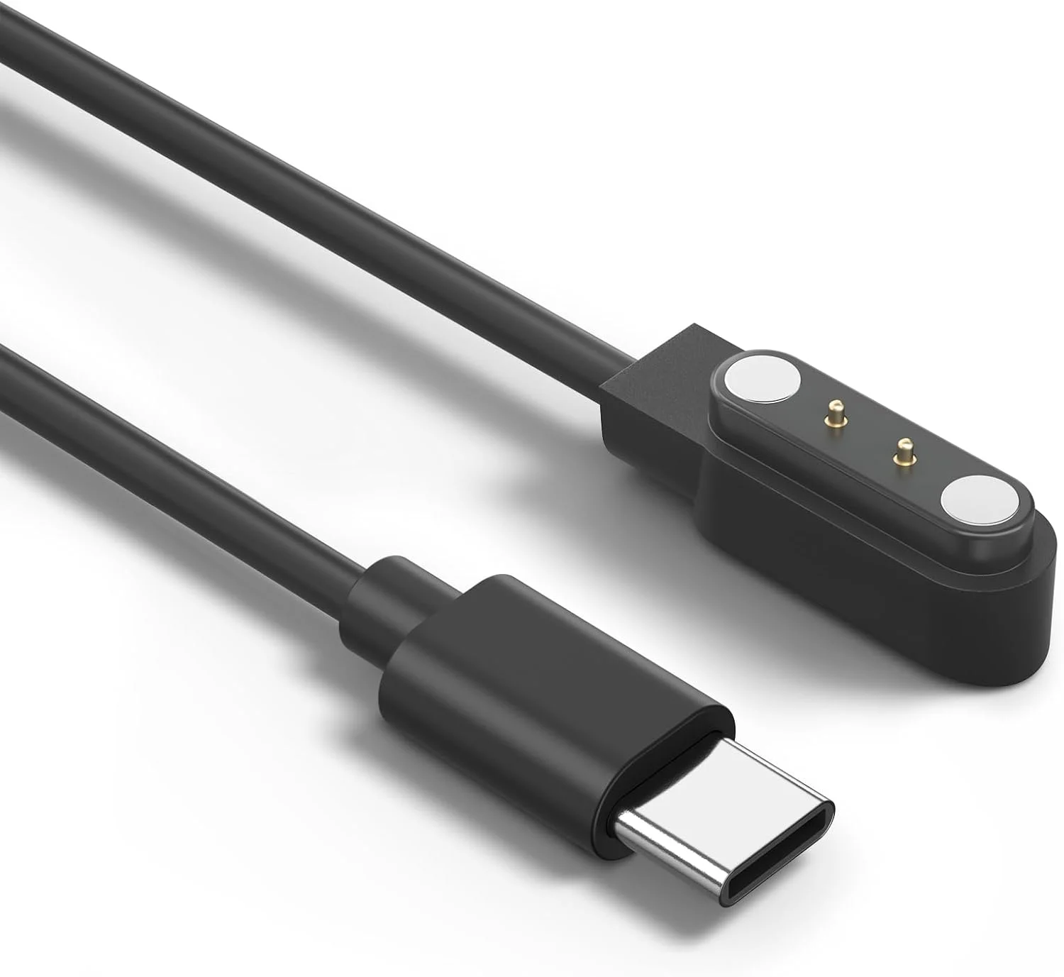 شارژر مغناطیسی USB C مدل AK سازگار با YAMAY SW022، کابل شارژ مغناطیسی ساعت هوشمند 2 پین 4 میلی‌متری، شارژر ساعت هوشمند سازگار با Ticwatch GTX، AGPTEK LW11، Xiaomi Haylou RT LSO5S (100 سانتی‌متری)