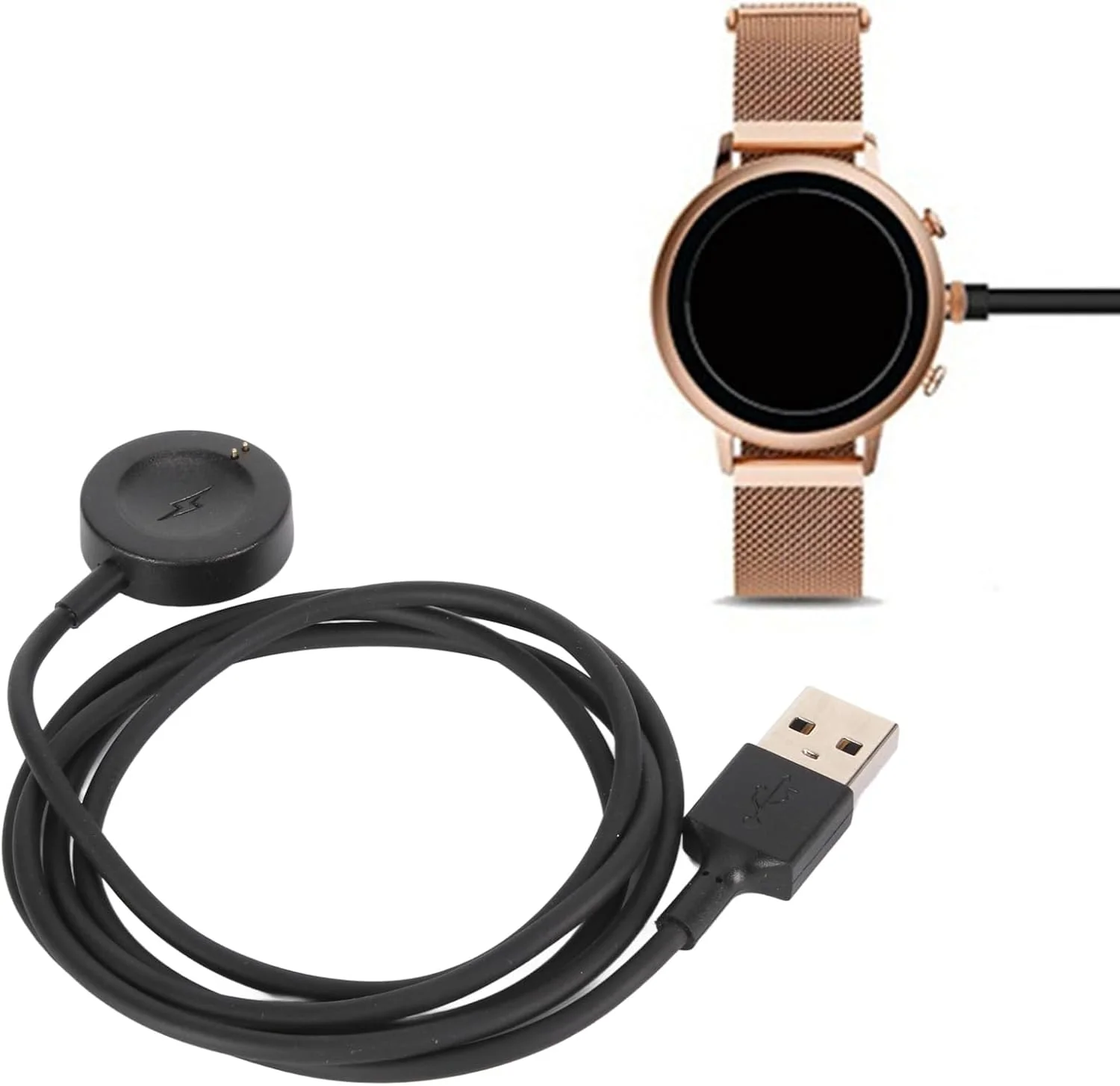 کابل شارژ ساعت Annadue، کابل شارژ مغناطیسی ساعت هوشمند برای Fossil Gen 6/Gen 5/Gen 4/Sport برای Gen 6/Gen 5E/Gen 5/Gen 4، محافظت چندگانه داخلی (مشکی)