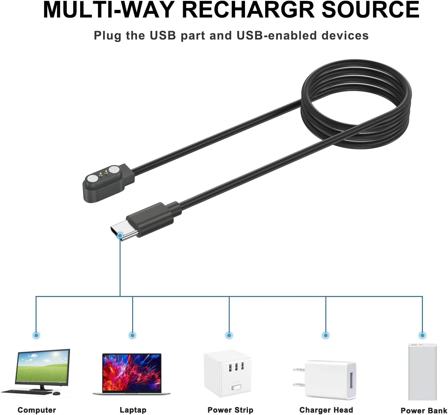 شارژر مغناطیسی USB C سازگار با YAMAY SW023، Willful SW021، SW025، Letsfit ID206، ID205L، LETSCOM ID205U، LIFEBEE ID205S، ID216، کابل شارژ ساعت هوشمند (100 سانتی متر) شارژر مغناطیسی USB C سازگار با YAMAY SW023، Willful SW021، SW025، Letsfit ID206، ID205L، LETSCOM ID205U، LIFEBEE ID205S، ID216، کابل شارژ ساعت هوشمند (100 سانتی متر)