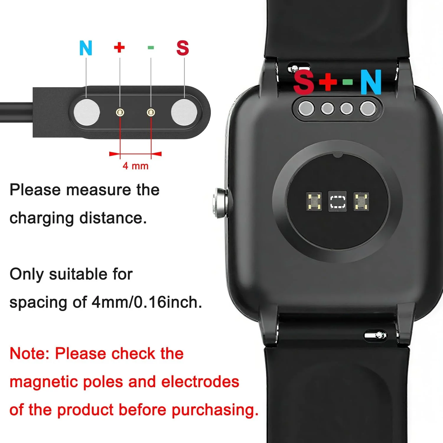 شارژر مغناطیسی USB C مدل AK سازگار با YAMAY SW022، کابل شارژ مغناطیسی ساعت هوشمند 2 پین 4 میلی‌متری، شارژر ساعت هوشمند سازگار با Ticwatch GTX، AGPTEK LW11، Xiaomi Haylou RT LSO5S (100 سانتی‌متری)