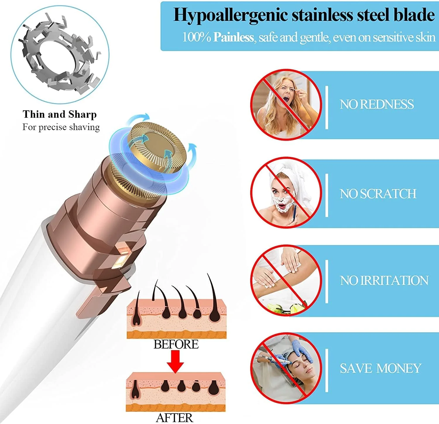 تیغ اصلاح SYOSI، تیغ ابرو، موبر صورت زنانه، موبر، موزن ابرو 2 در 1 و موبر 100% بدون درد با نور برای ابرو، بینی، لب، صورت، بدن (قابل شارژ USB) تیغ اصلاح SYOSI، تیغ ابرو، موبر صورت زنانه، موبر، موزن ابرو 2 در 1 و موبر 100% بدون درد با نور برای ابرو، بینی، لب، صورت، بدن (قابل شارژ USB)