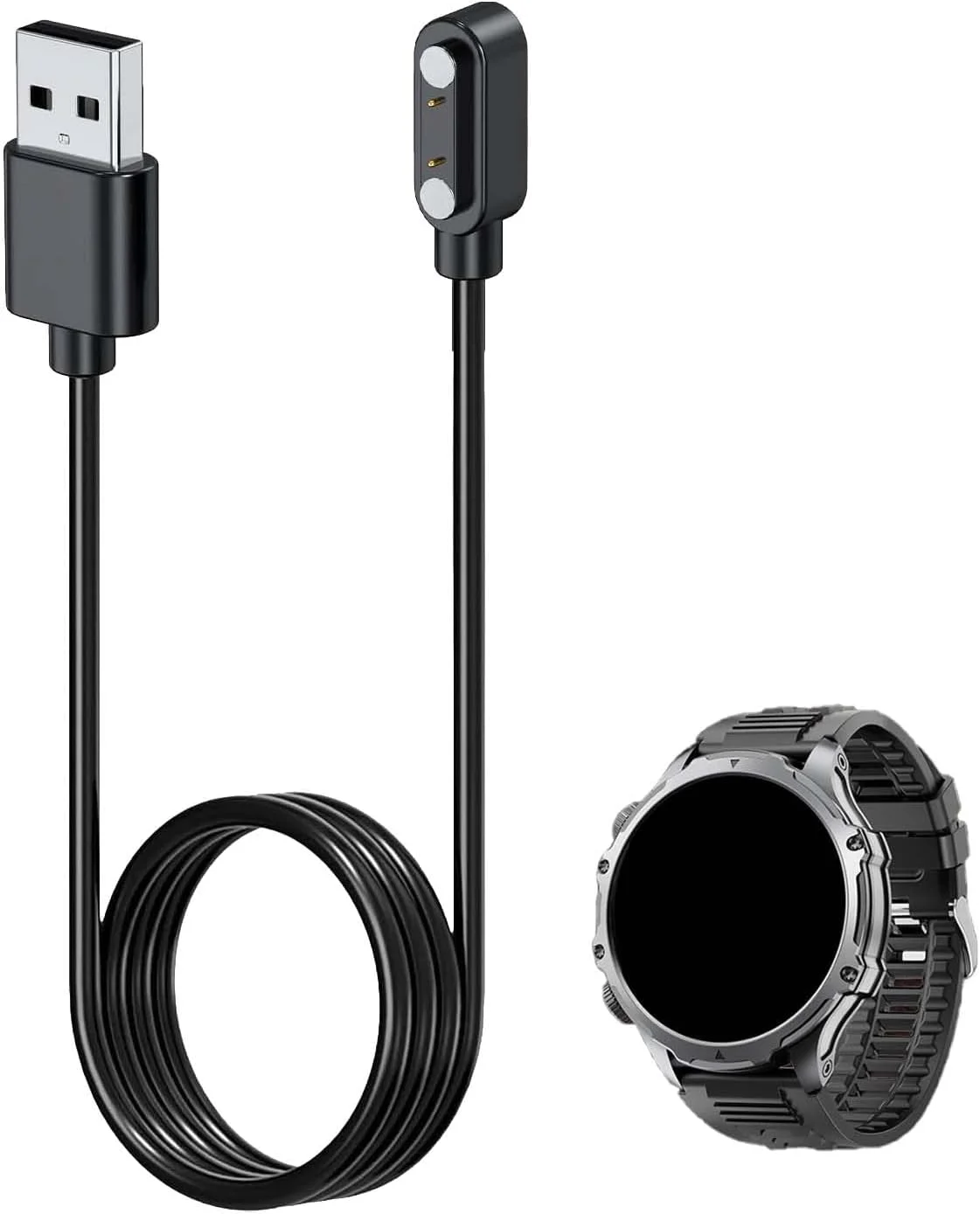 شارژر NOUKAJU برای ساعت هوشمند Mingtawn AK75، کابل شارژ مغناطیسی USB به طول 1 متر، کابل شارژ جایگزین برای ساعت هوشمند Mingtawn AK75 (مشکی)