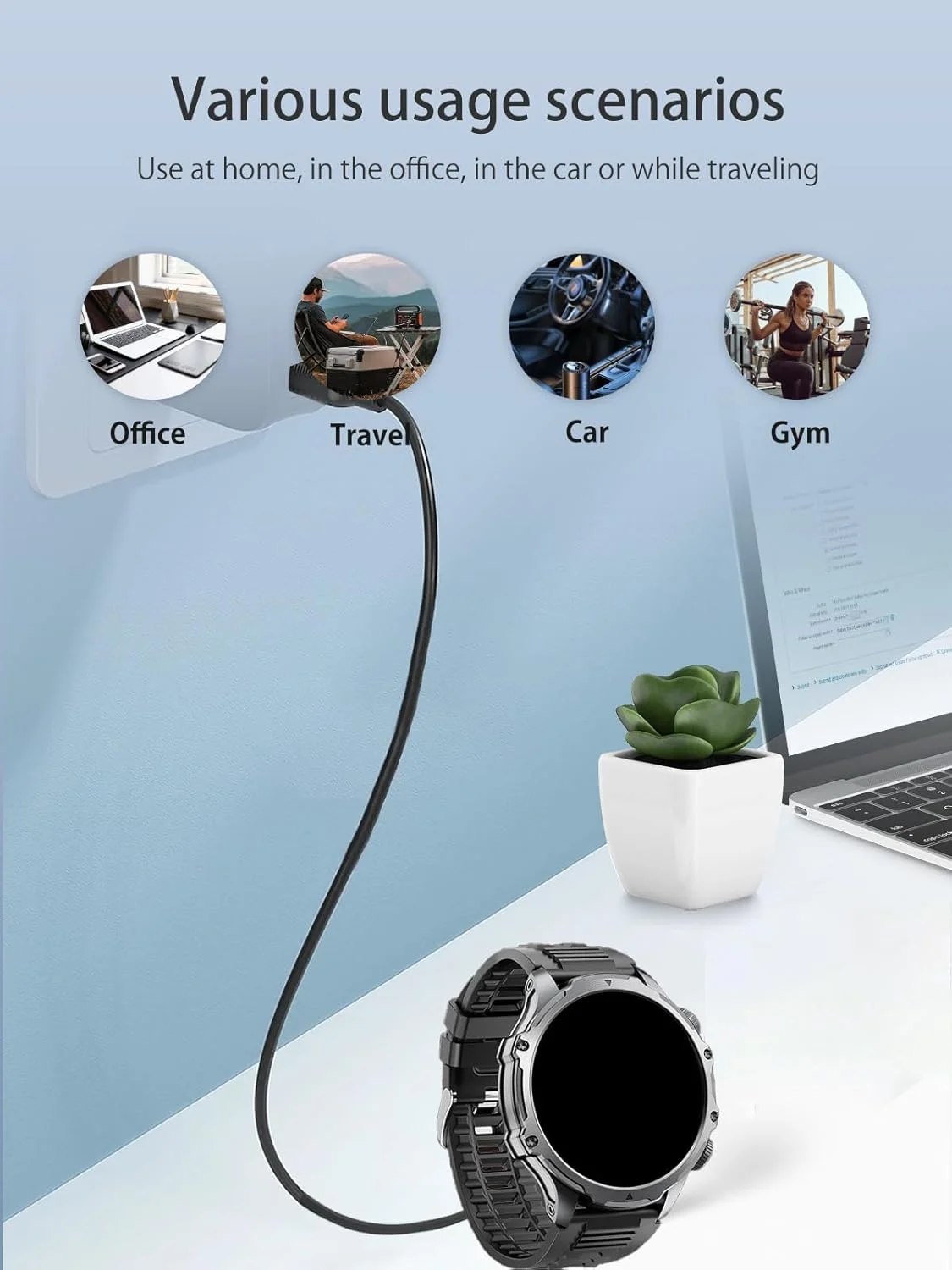 شارژر NOUKAJU برای ساعت هوشمند Mingtawn AK75، کابل شارژ مغناطیسی USB به طول 1 متر، کابل شارژ جایگزین برای ساعت هوشمند Mingtawn AK75 (مشکی) شارژر NOUKAJU برای ساعت هوشمند Mingtawn AK75، کابل شارژ مغناطیسی USB به طول 1 متر، کابل شارژ جایگزین برای ساعت هوشمند Mingtawn AK75 (مشکی)