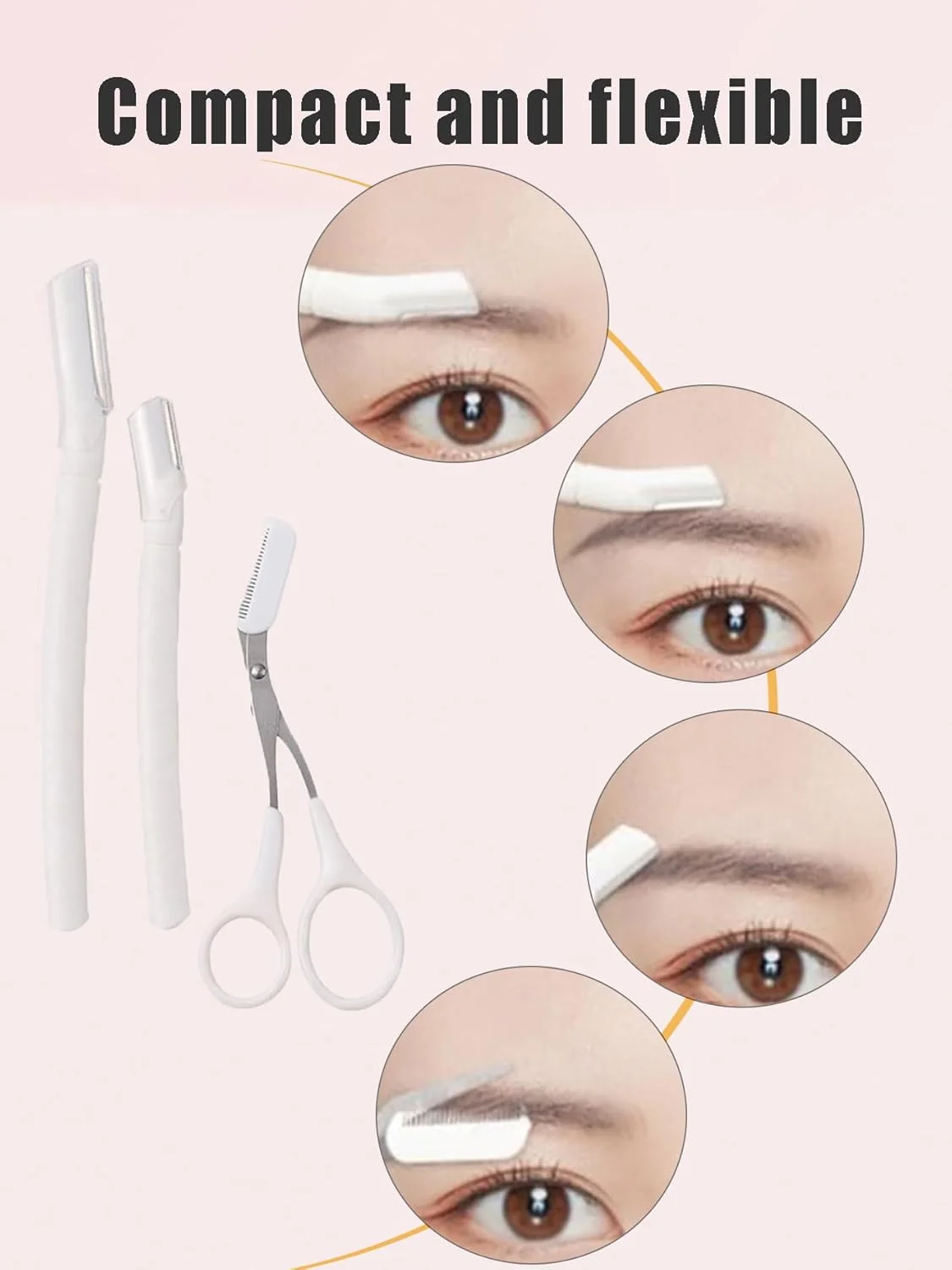 ست قیچی و شانه ابرو 3 عددی - کیت حرفه ای اصلاح ابرو با تیغ - ابزار کوچک ضد لغزش برای فرم دادن به ابرو برای زنان و مردان - ابزار زیبایی برای رفع مو (سفید) ست قیچی و شانه ابرو 3 عددی - کیت حرفه ای اصلاح ابرو با تیغ - ابزار کوچک ضد لغزش برای فرم دادن به ابرو برای زنان و مردان - ابزار زیبایی برای رفع مو (سفید)